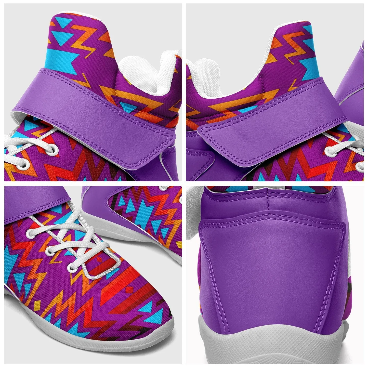 Fire Colors and Turquoise Purple Ipottaa Basketball / Sport High Top Shoes