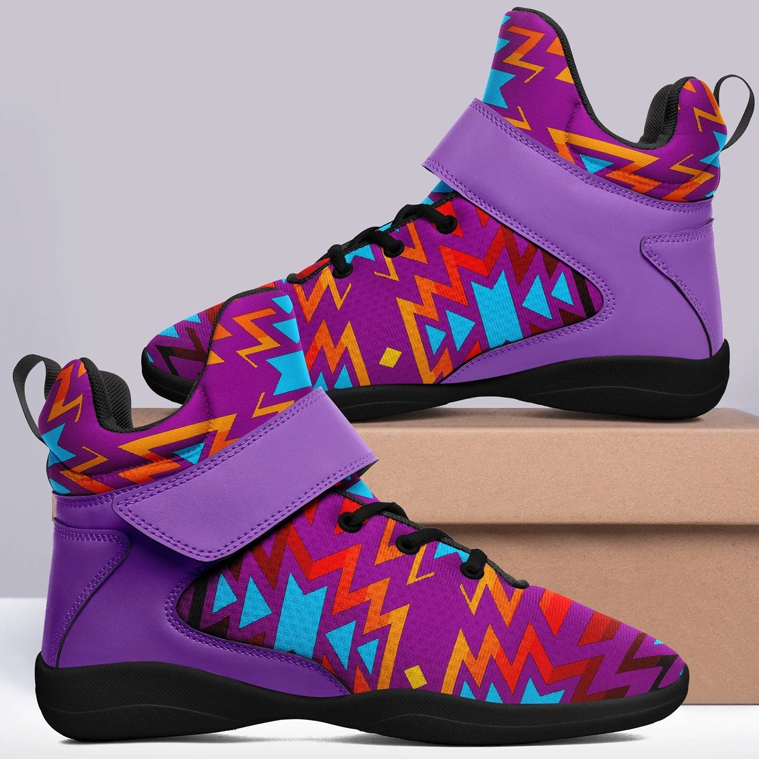 Fire Colors and Turquoise Purple Ipottaa Basketball / Sport High Top Shoes