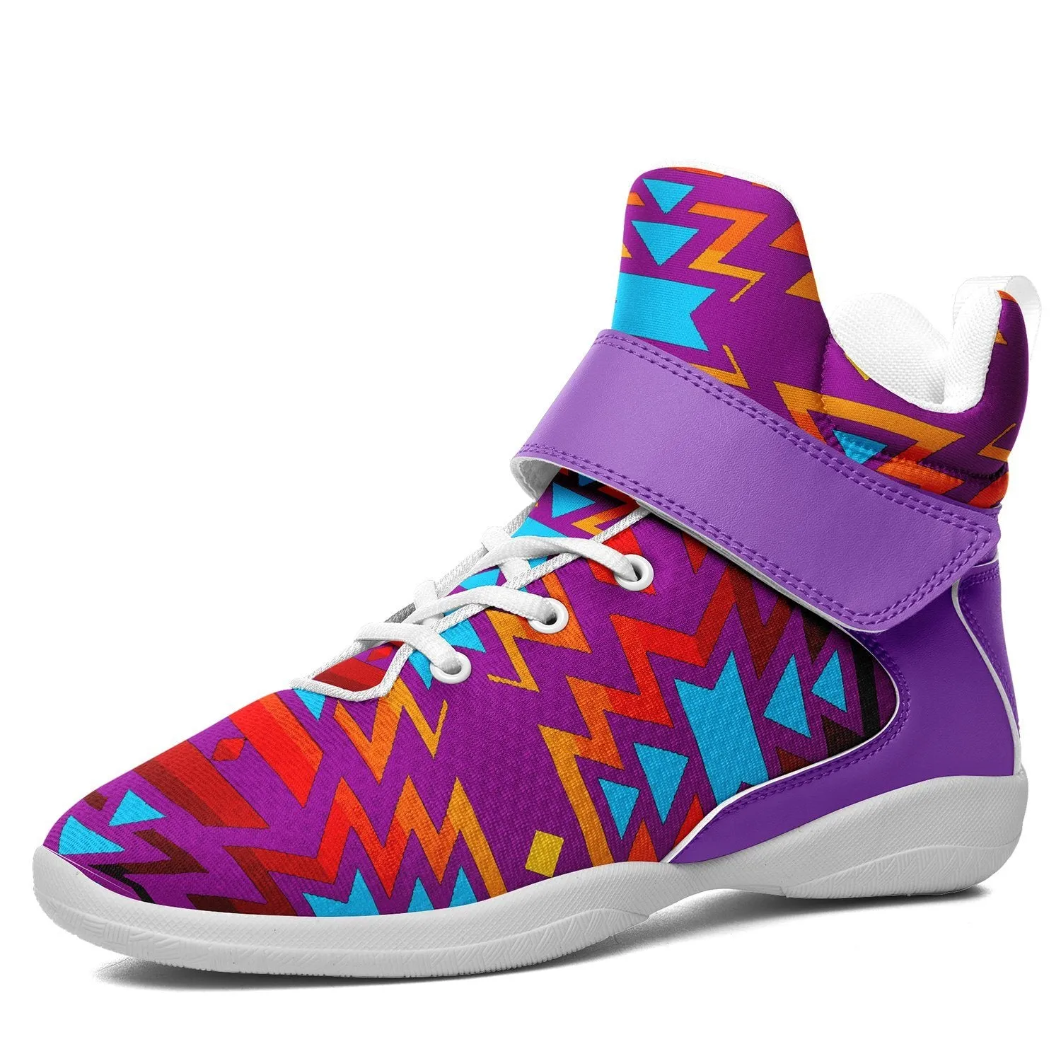 Fire Colors and Turquoise Purple Ipottaa Basketball / Sport High Top Shoes