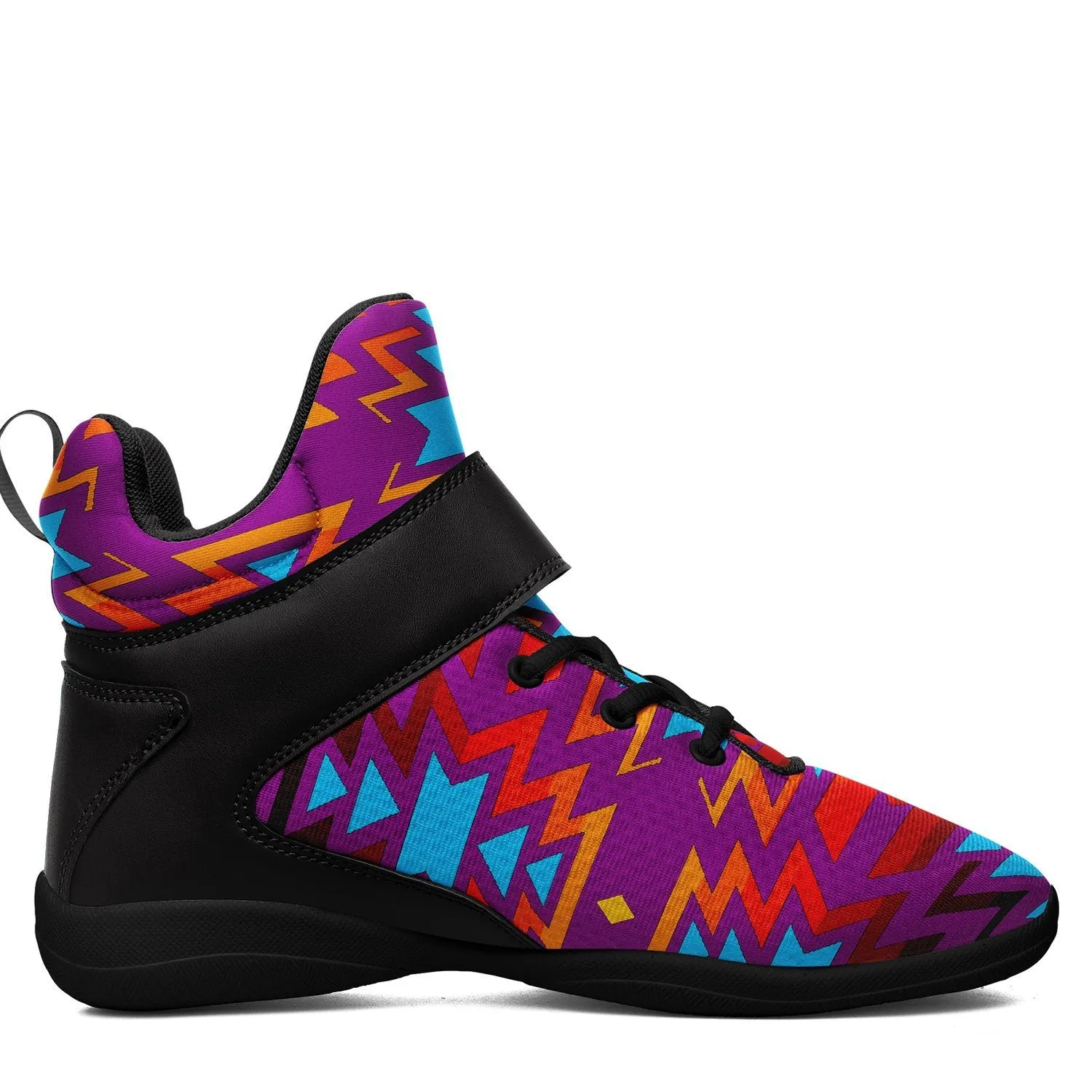 Fire Colors and Turquoise Purple Ipottaa Basketball / Sport High Top Shoes