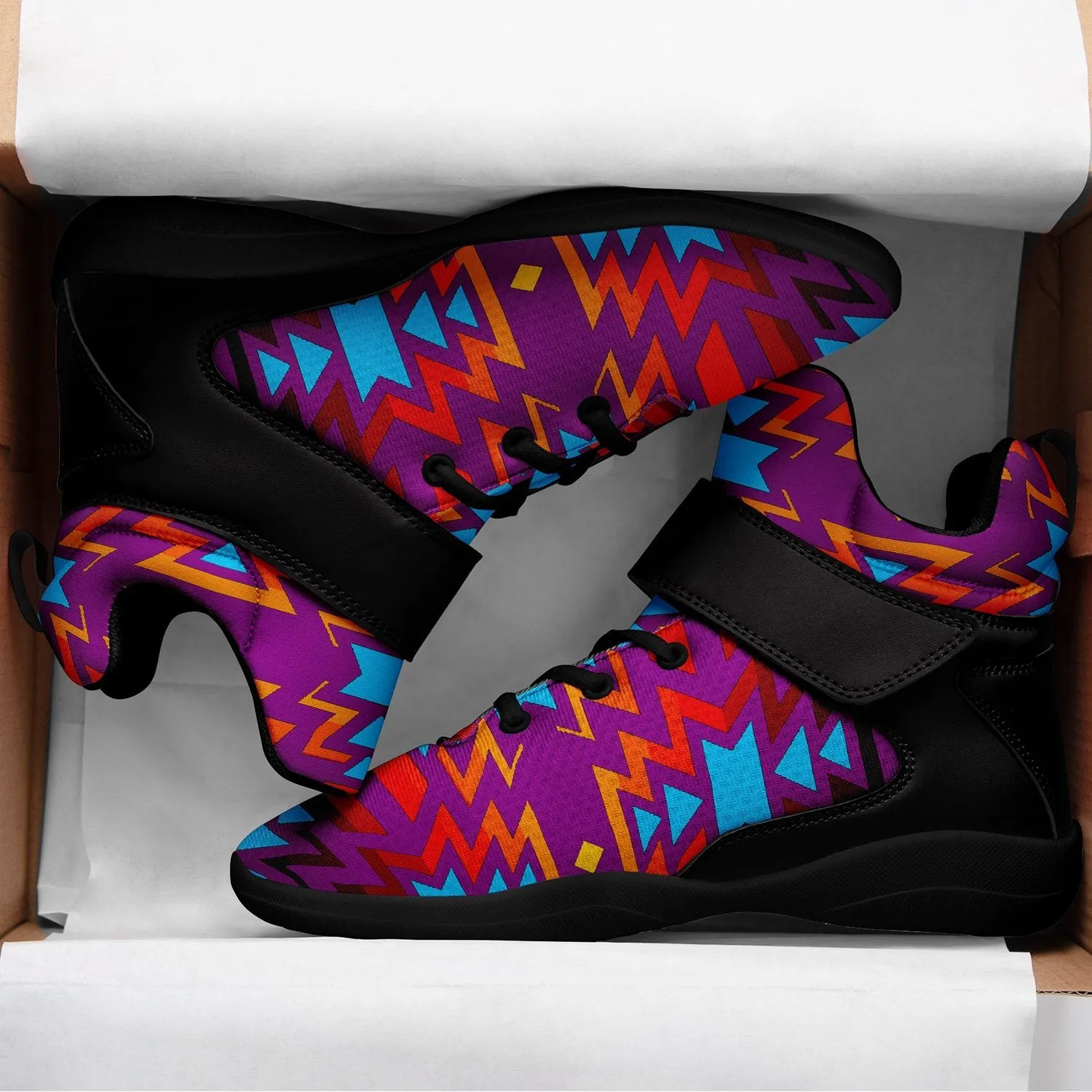 Fire Colors and Turquoise Purple Ipottaa Basketball / Sport High Top Shoes