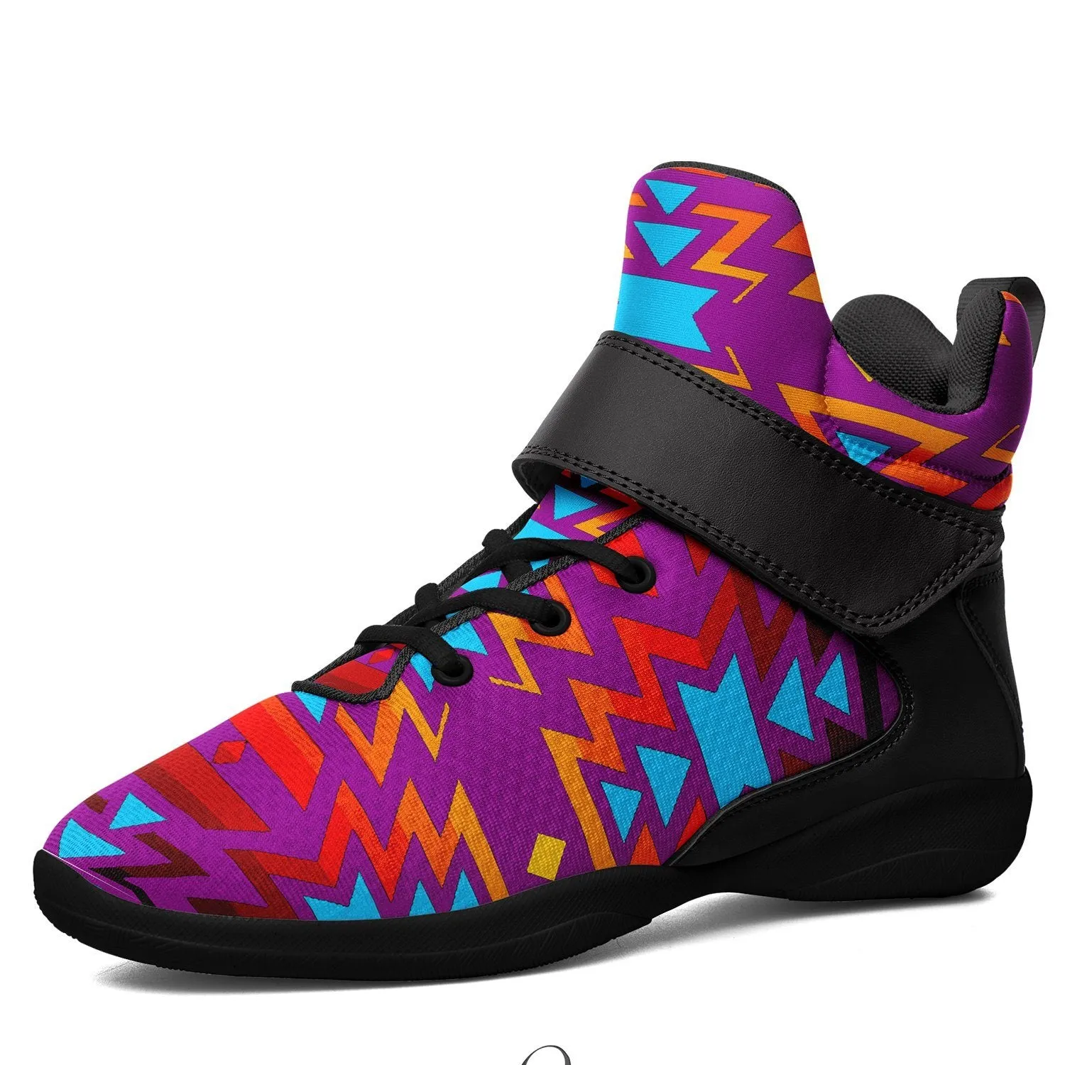 Fire Colors and Turquoise Purple Ipottaa Basketball / Sport High Top Shoes