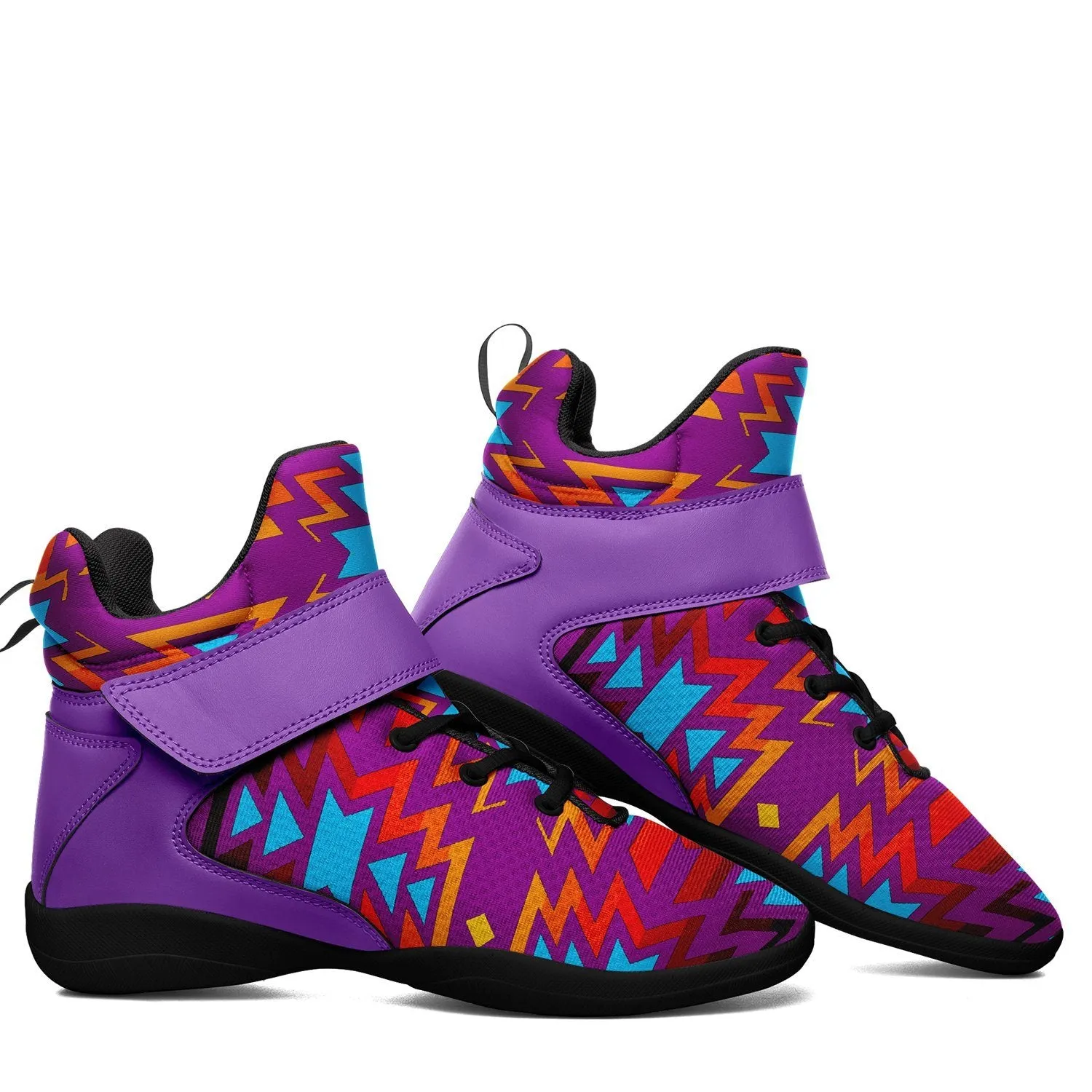 Fire Colors and Turquoise Purple Ipottaa Basketball / Sport High Top Shoes