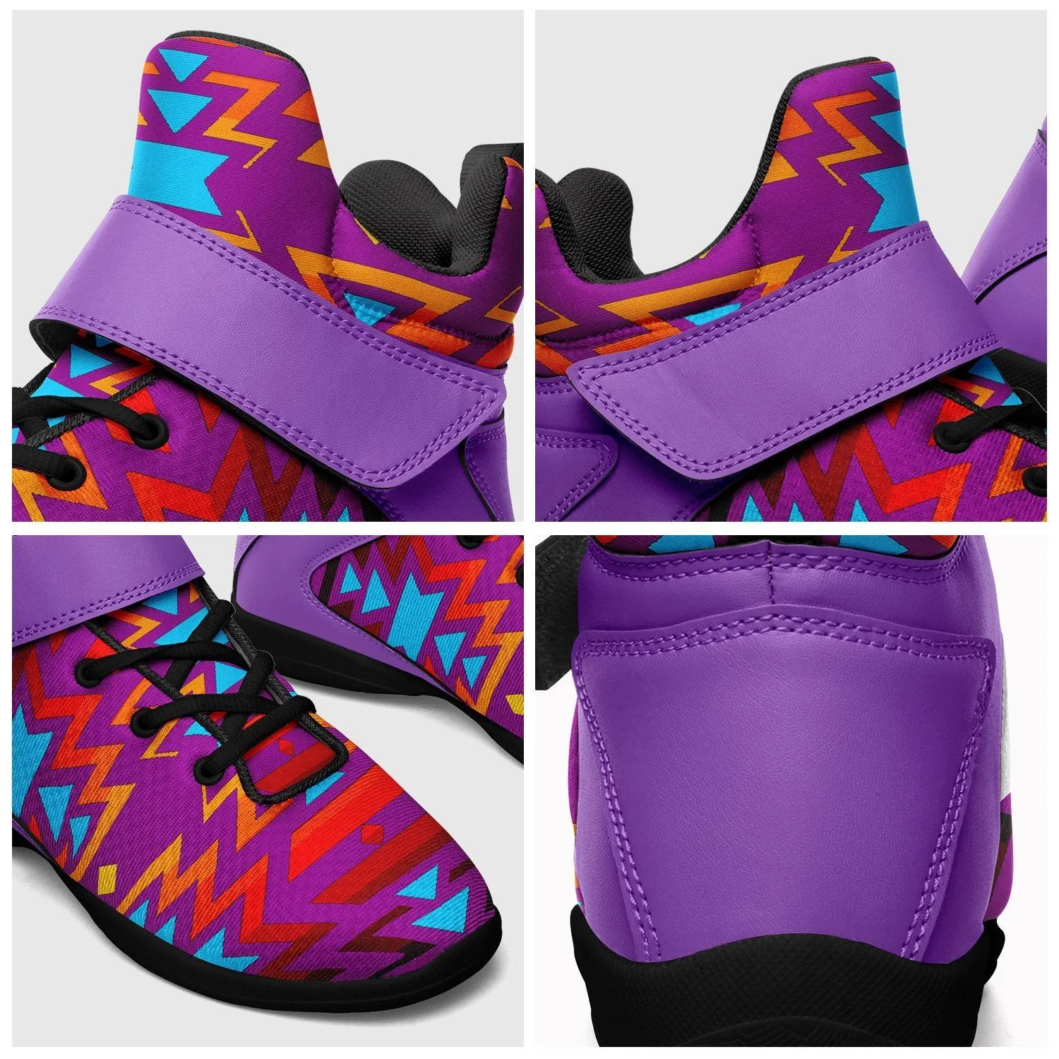 Fire Colors and Turquoise Purple Ipottaa Basketball / Sport High Top Shoes