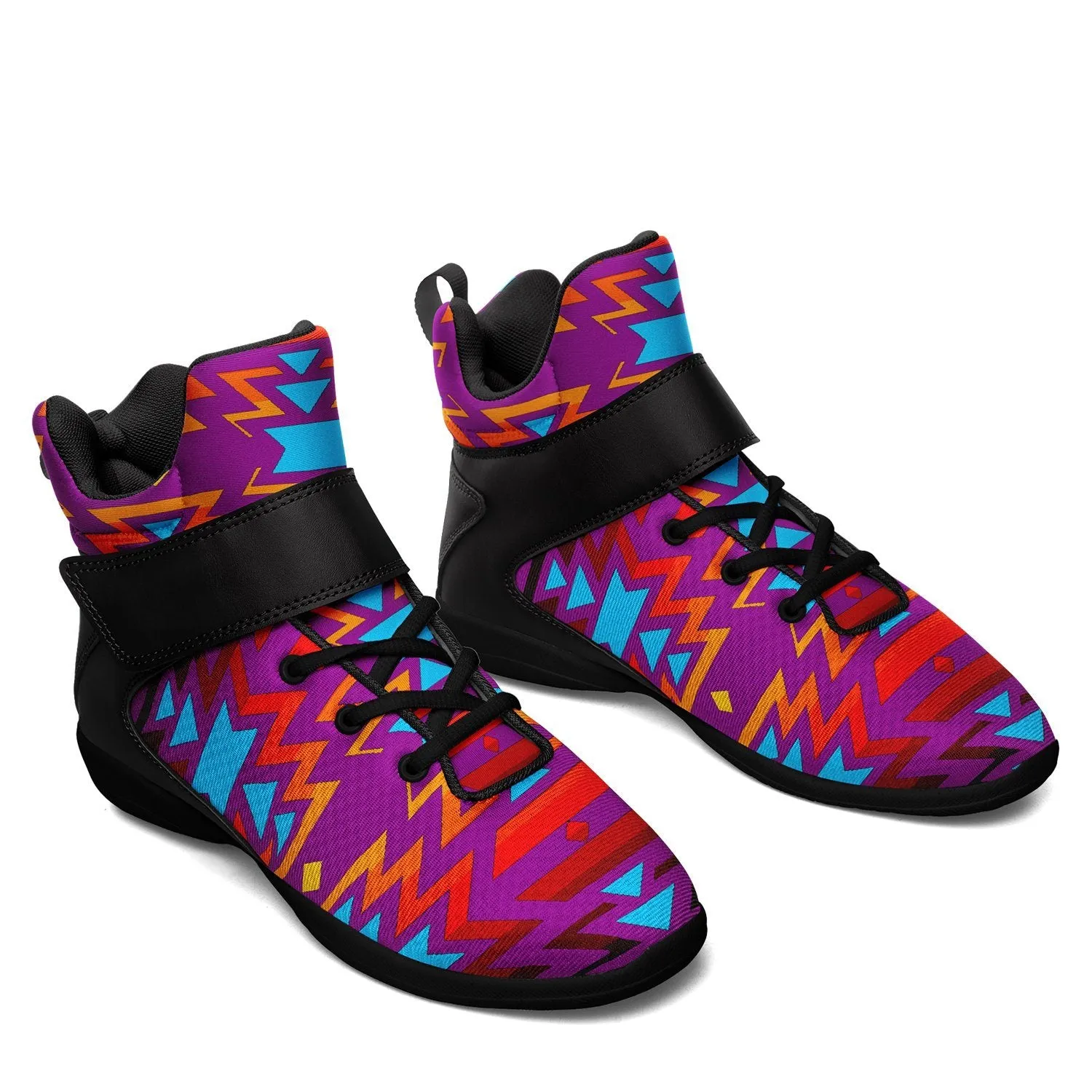 Fire Colors and Turquoise Purple Ipottaa Basketball / Sport High Top Shoes