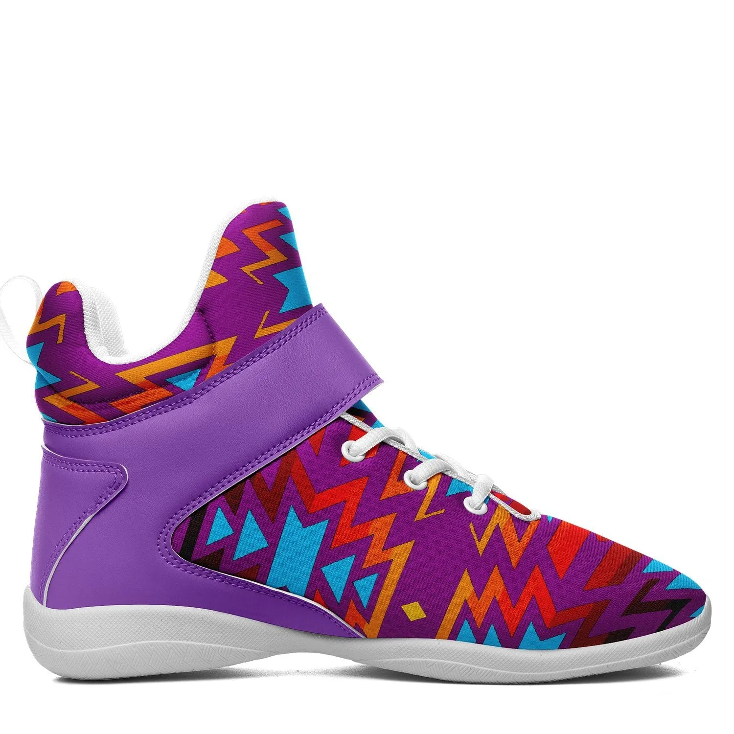 Fire Colors and Turquoise Purple Ipottaa Basketball / Sport High Top Shoes