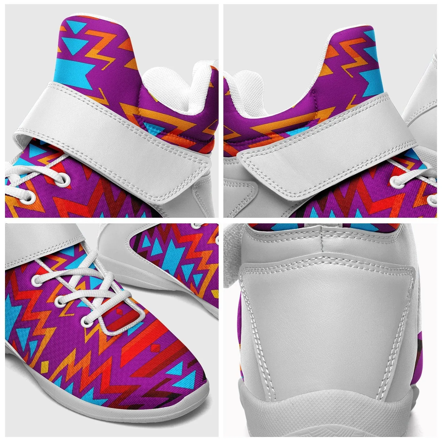 Fire Colors and Turquoise Purple Ipottaa Basketball / Sport High Top Shoes