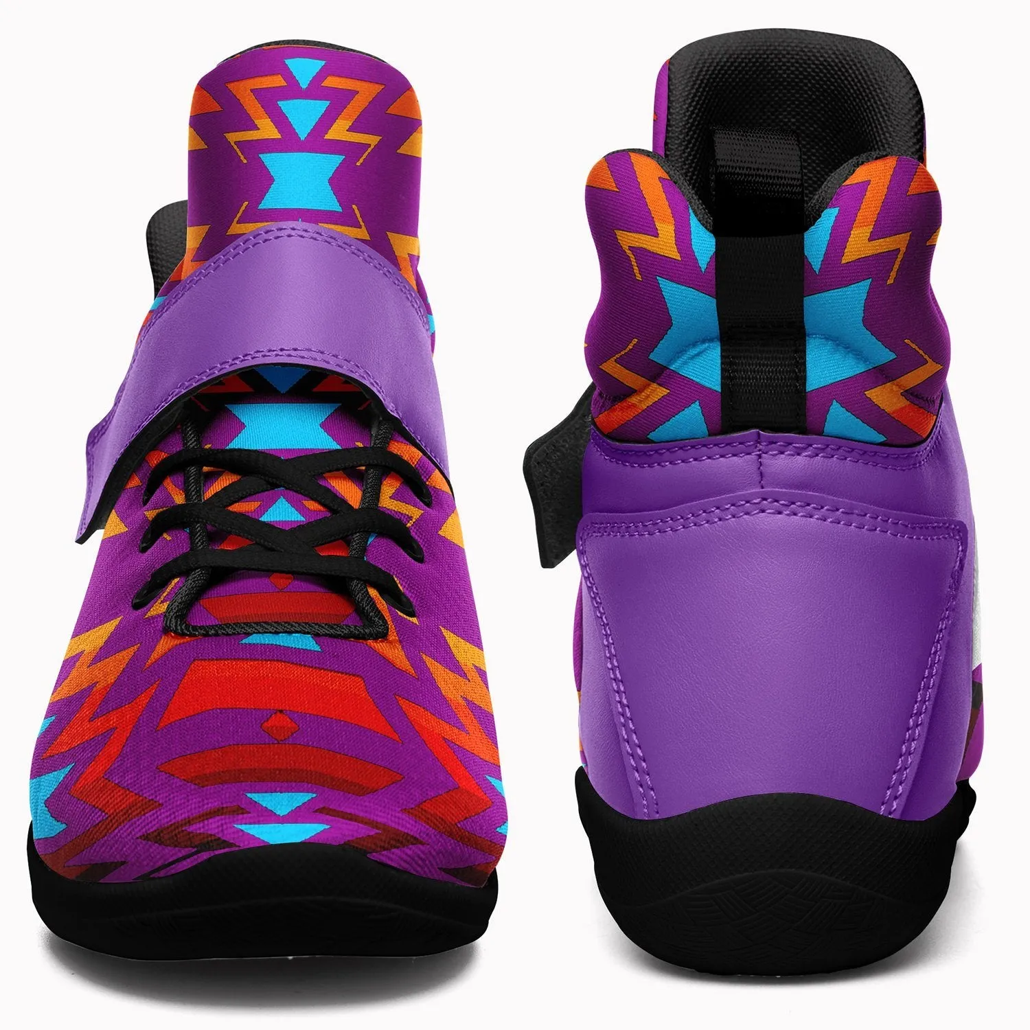 Fire Colors and Turquoise Purple Ipottaa Basketball / Sport High Top Shoes