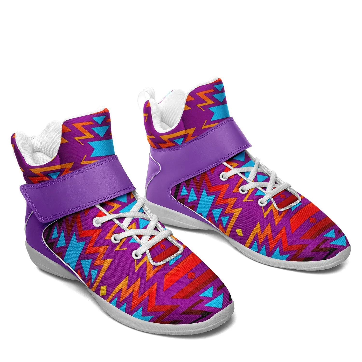 Fire Colors and Turquoise Purple Ipottaa Basketball / Sport High Top Shoes