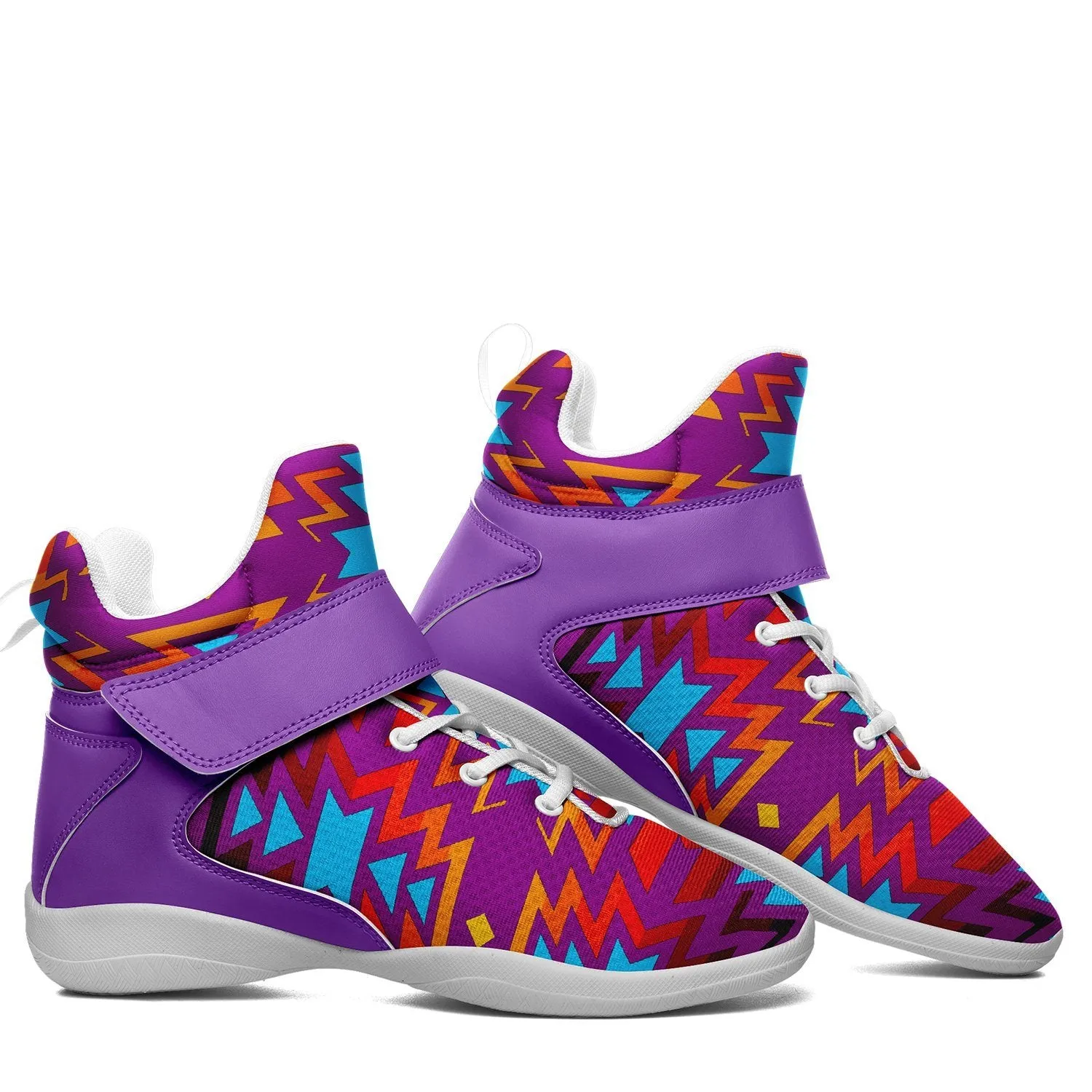 Fire Colors and Turquoise Purple Ipottaa Basketball / Sport High Top Shoes