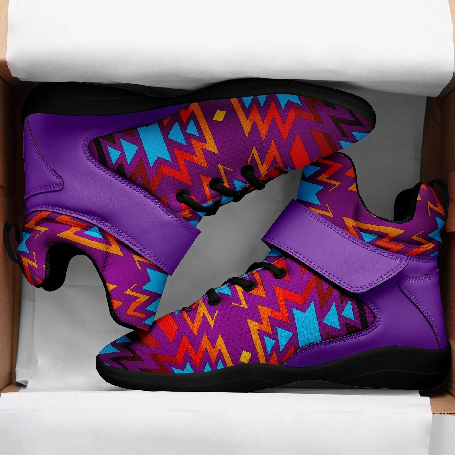 Fire Colors and Turquoise Purple Ipottaa Basketball / Sport High Top Shoes