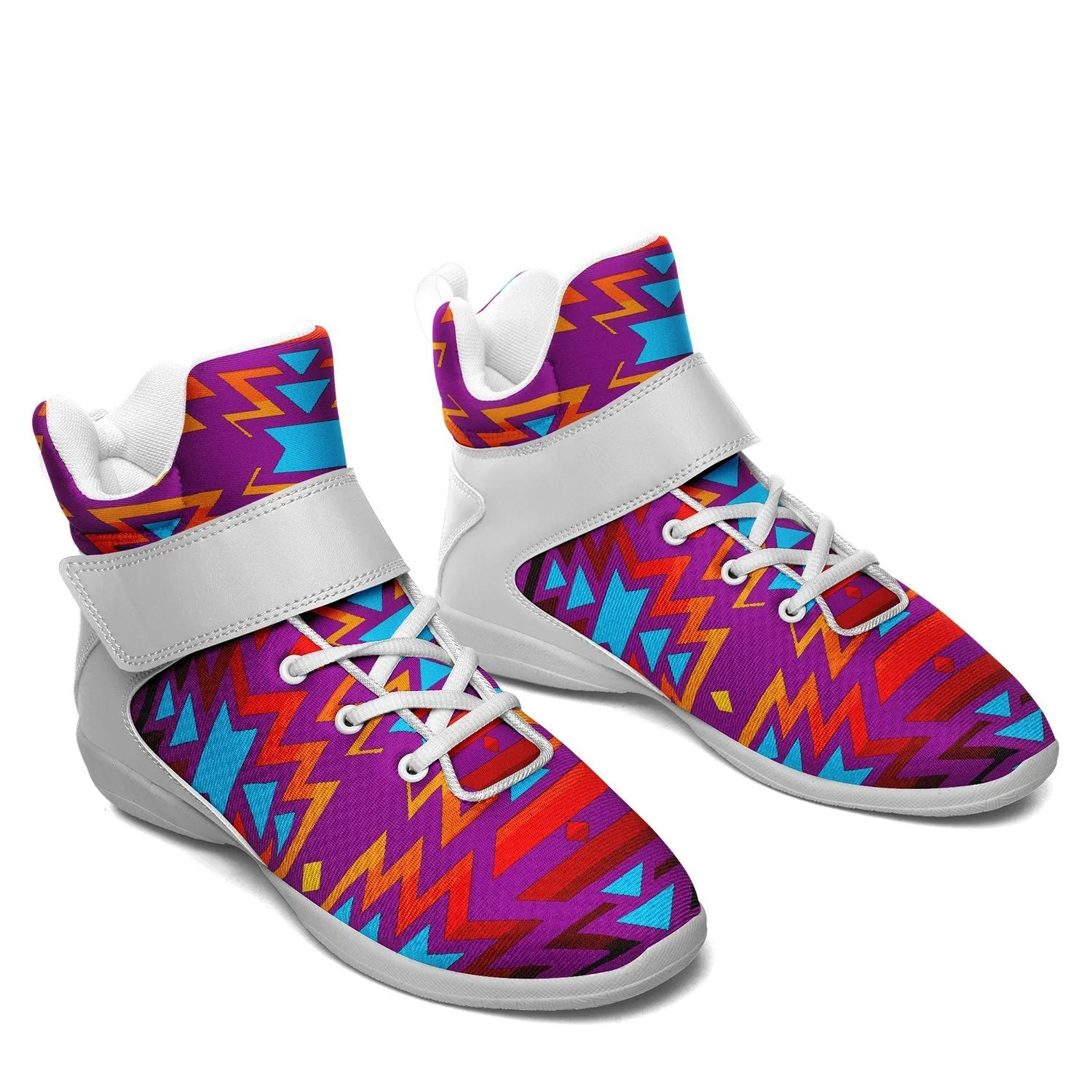 Fire Colors and Turquoise Purple Ipottaa Basketball / Sport High Top Shoes