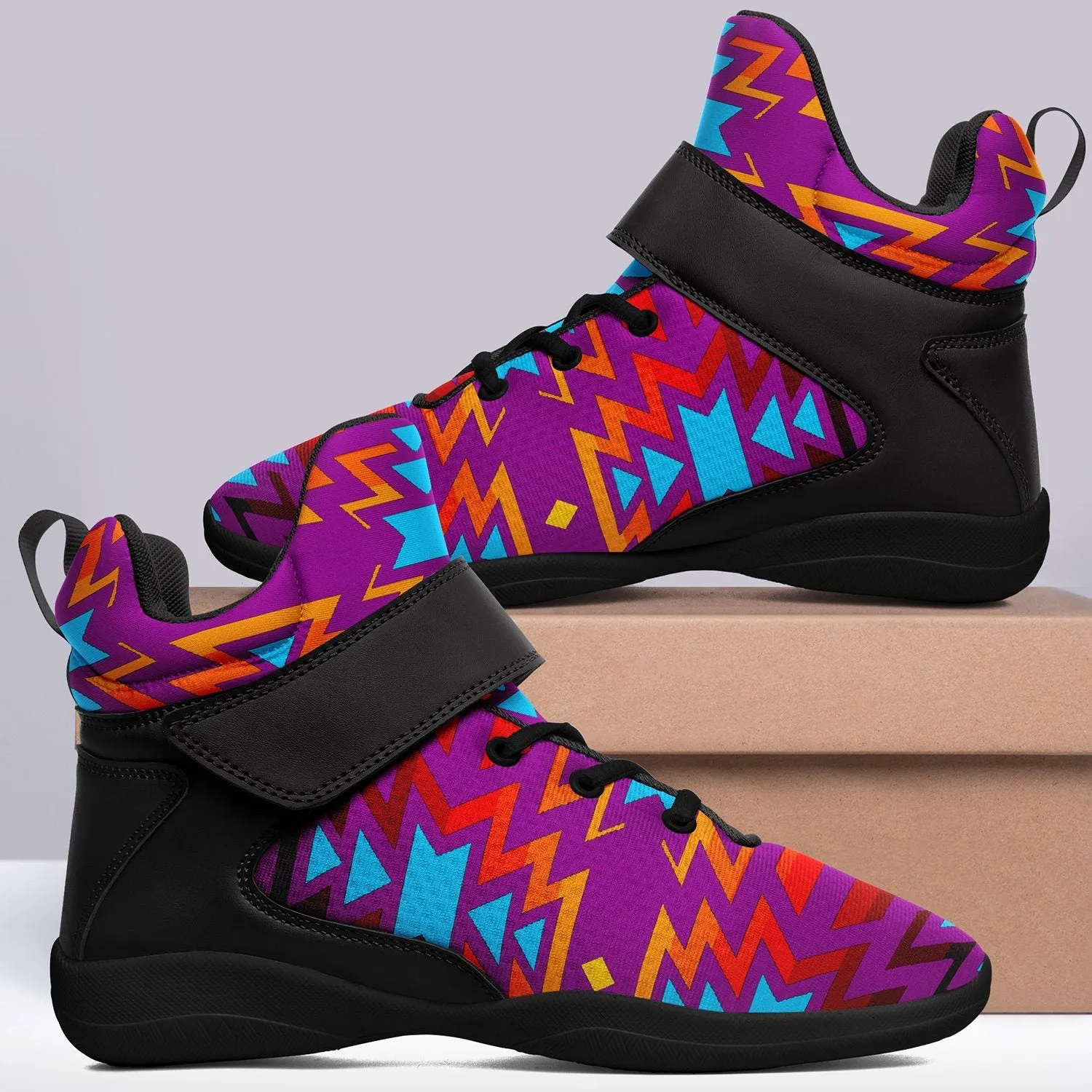 Fire Colors and Turquoise Purple Ipottaa Basketball / Sport High Top Shoes