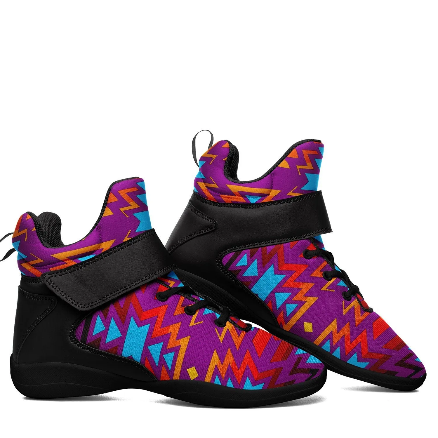 Fire Colors and Turquoise Purple Ipottaa Basketball / Sport High Top Shoes