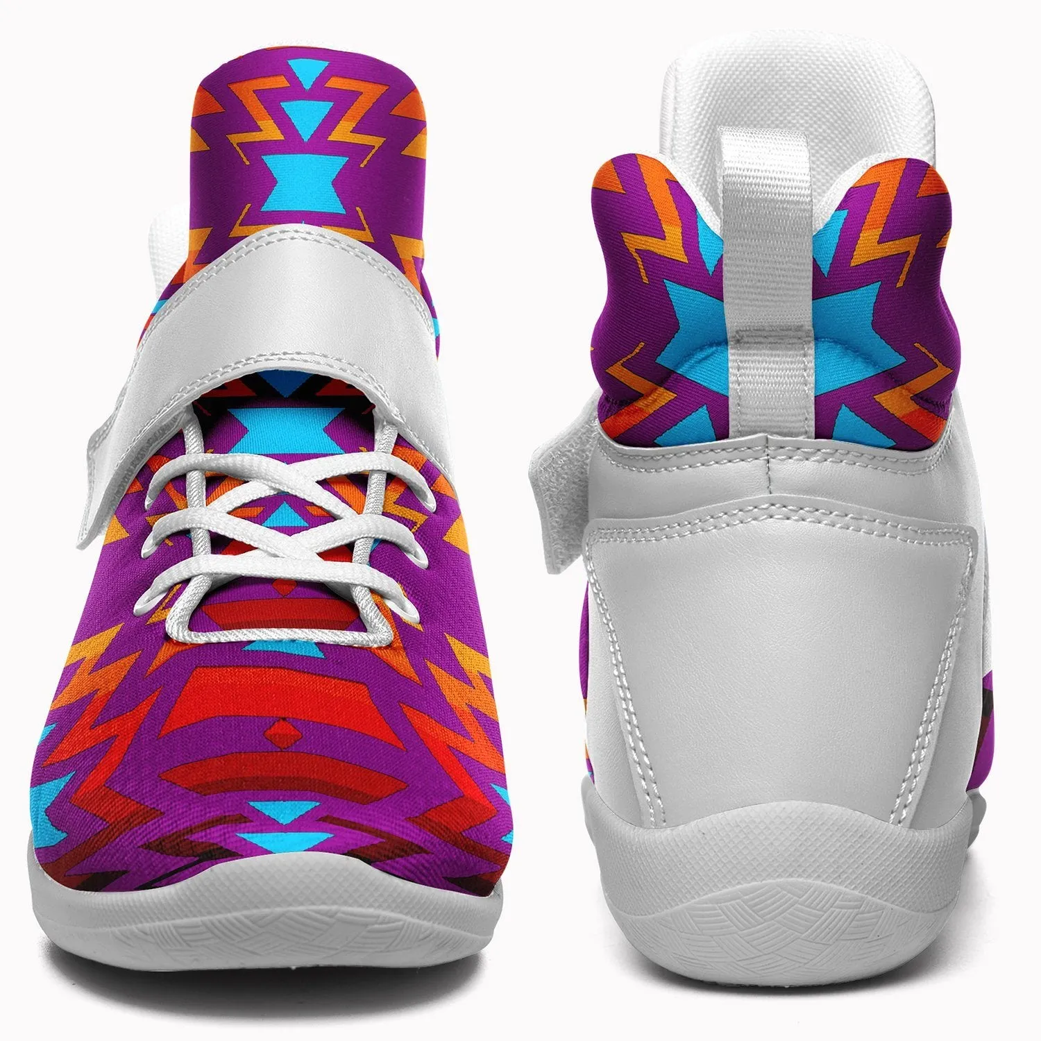 Fire Colors and Turquoise Purple Ipottaa Basketball / Sport High Top Shoes