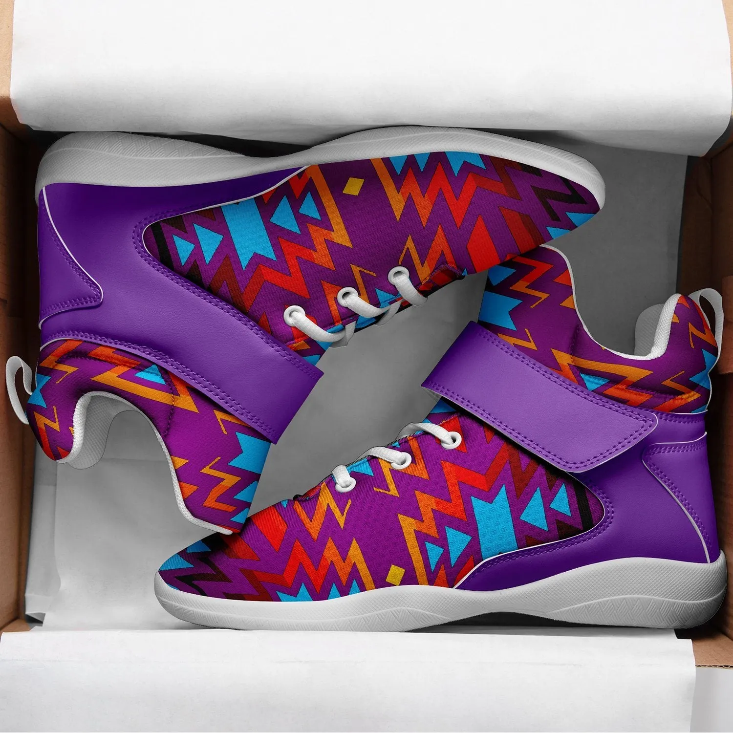 Fire Colors and Turquoise Purple Ipottaa Basketball / Sport High Top Shoes