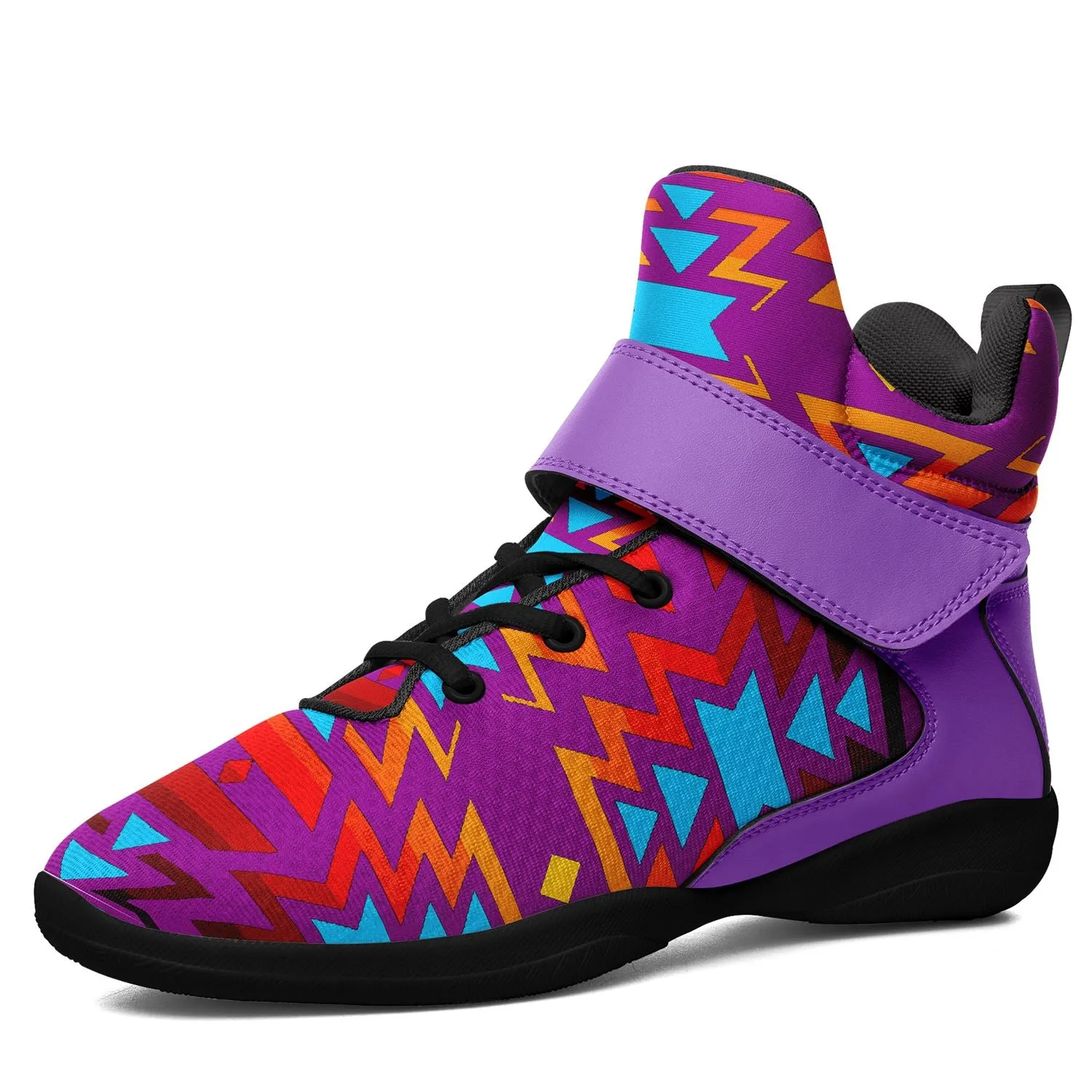 Fire Colors and Turquoise Purple Ipottaa Basketball / Sport High Top Shoes