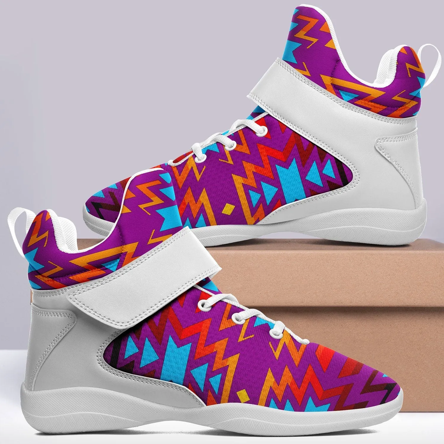 Fire Colors and Turquoise Purple Ipottaa Basketball / Sport High Top Shoes