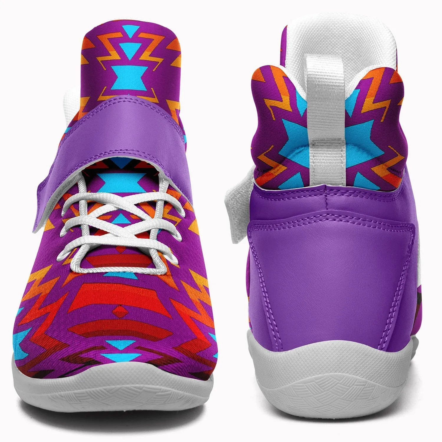 Fire Colors and Turquoise Purple Ipottaa Basketball / Sport High Top Shoes