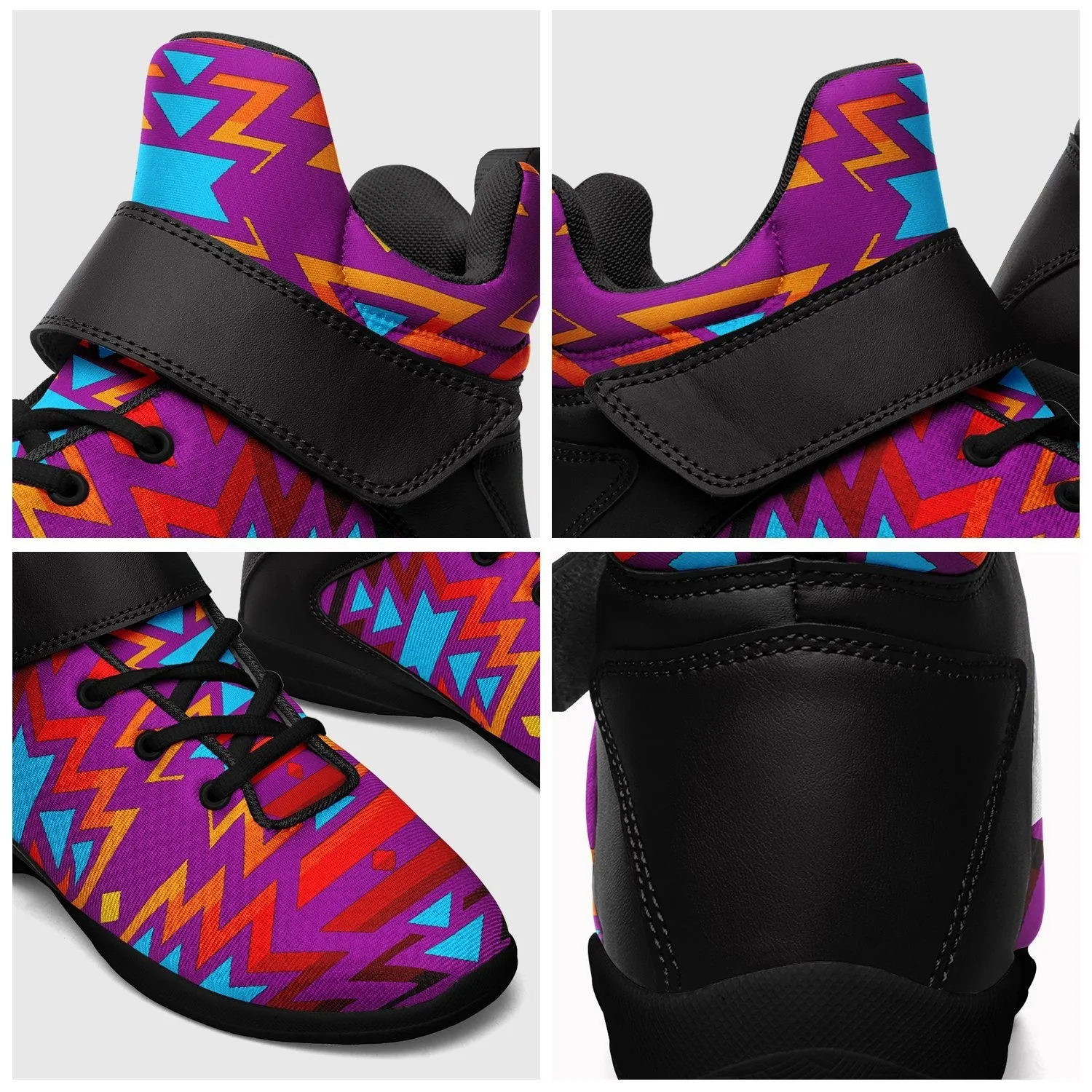 Fire Colors and Turquoise Purple Ipottaa Basketball / Sport High Top Shoes