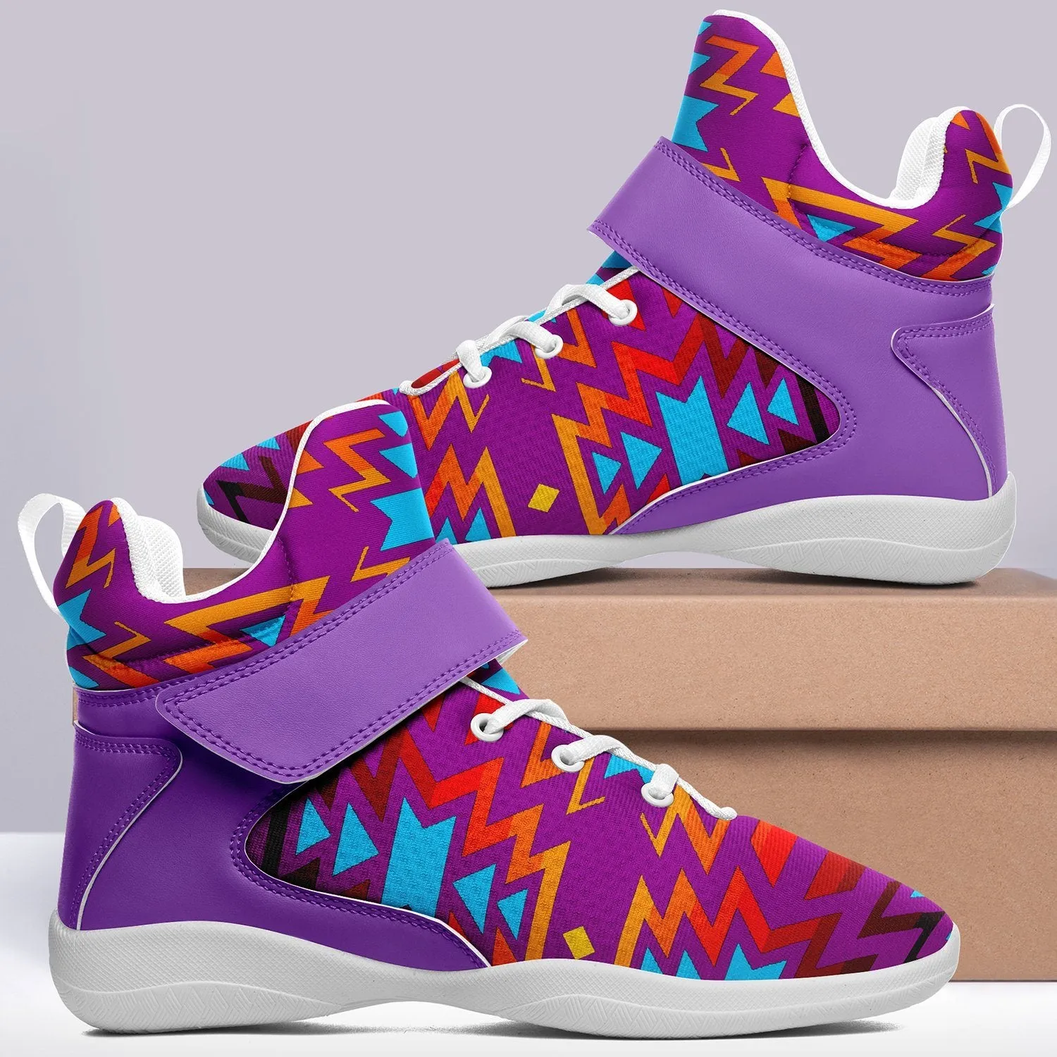 Fire Colors and Turquoise Purple Ipottaa Basketball / Sport High Top Shoes