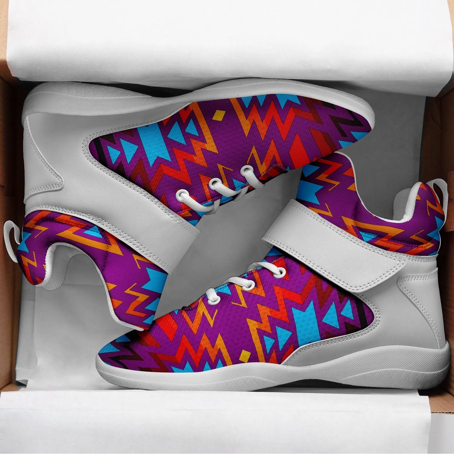 Fire Colors and Turquoise Purple Ipottaa Basketball / Sport High Top Shoes