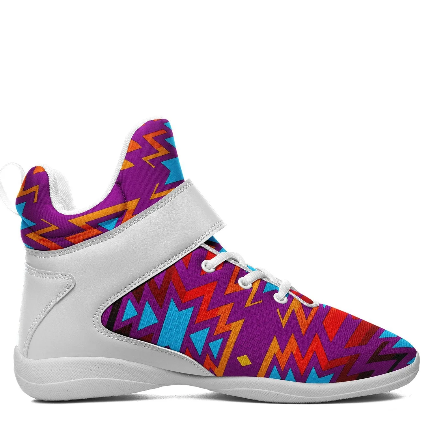 Fire Colors and Turquoise Purple Ipottaa Basketball / Sport High Top Shoes