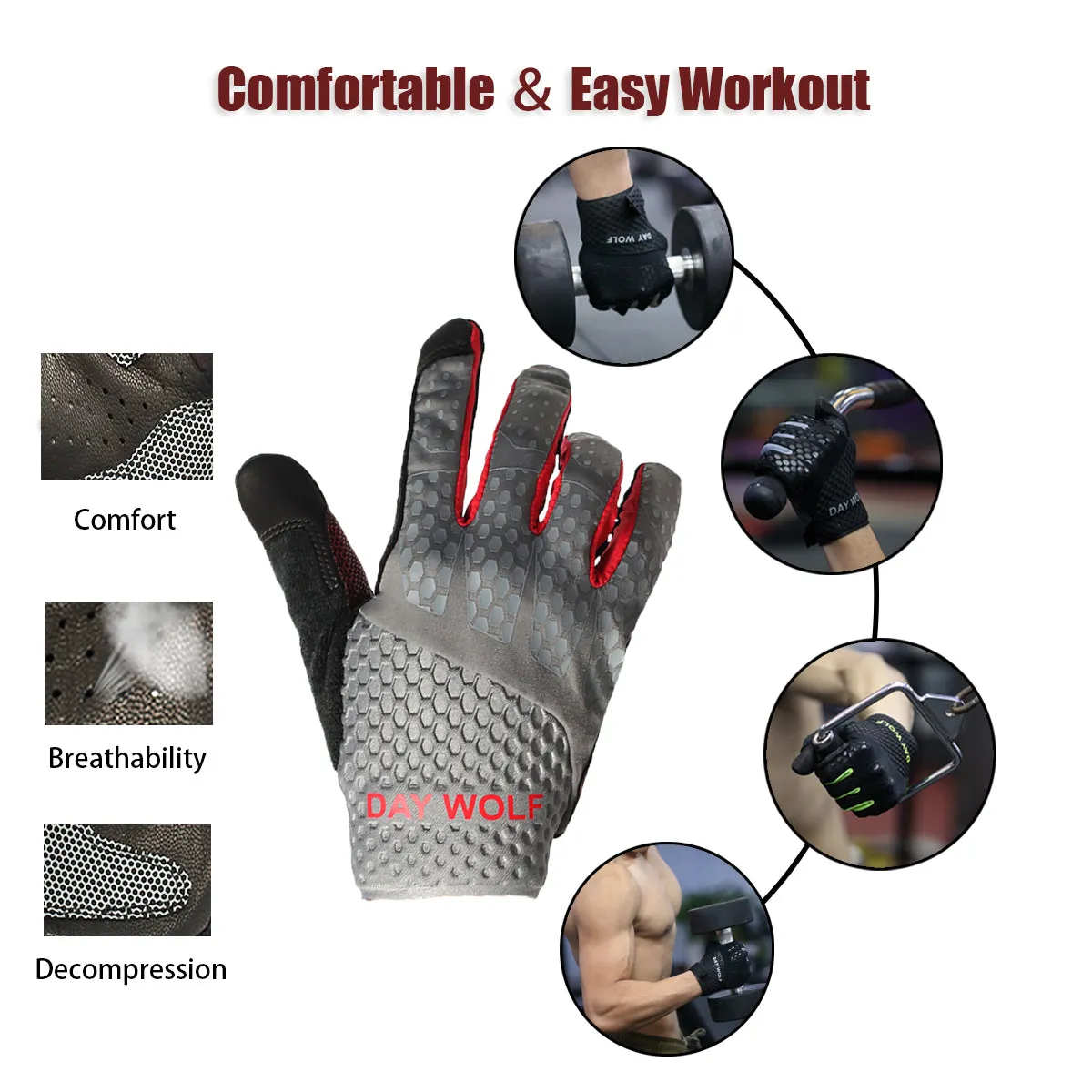 Fitness Gloves - Day Wolf & Red