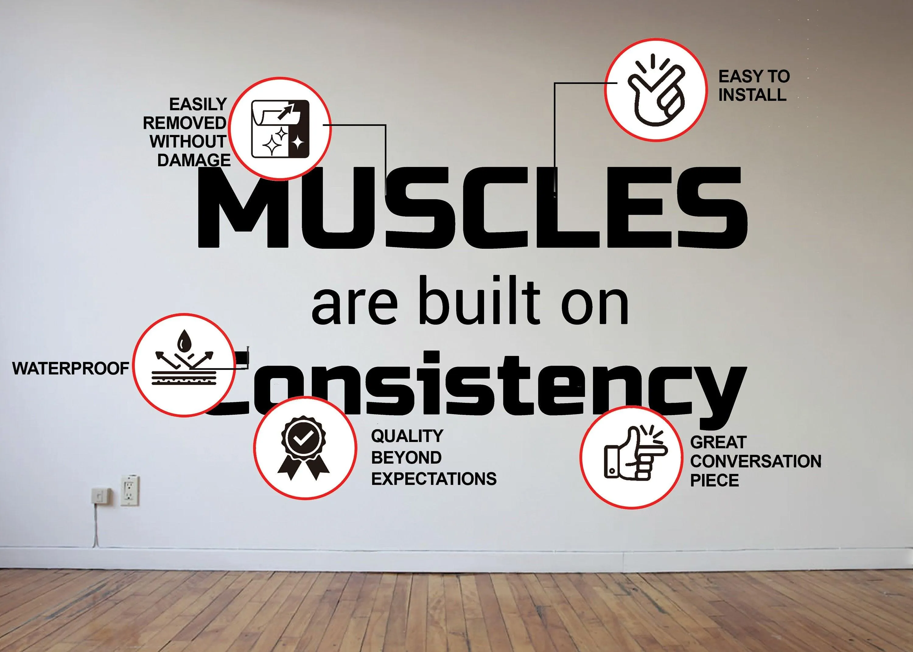 Fitness Inspiration Wall Sticker, Weightlifting Motivational Vinyl Decal