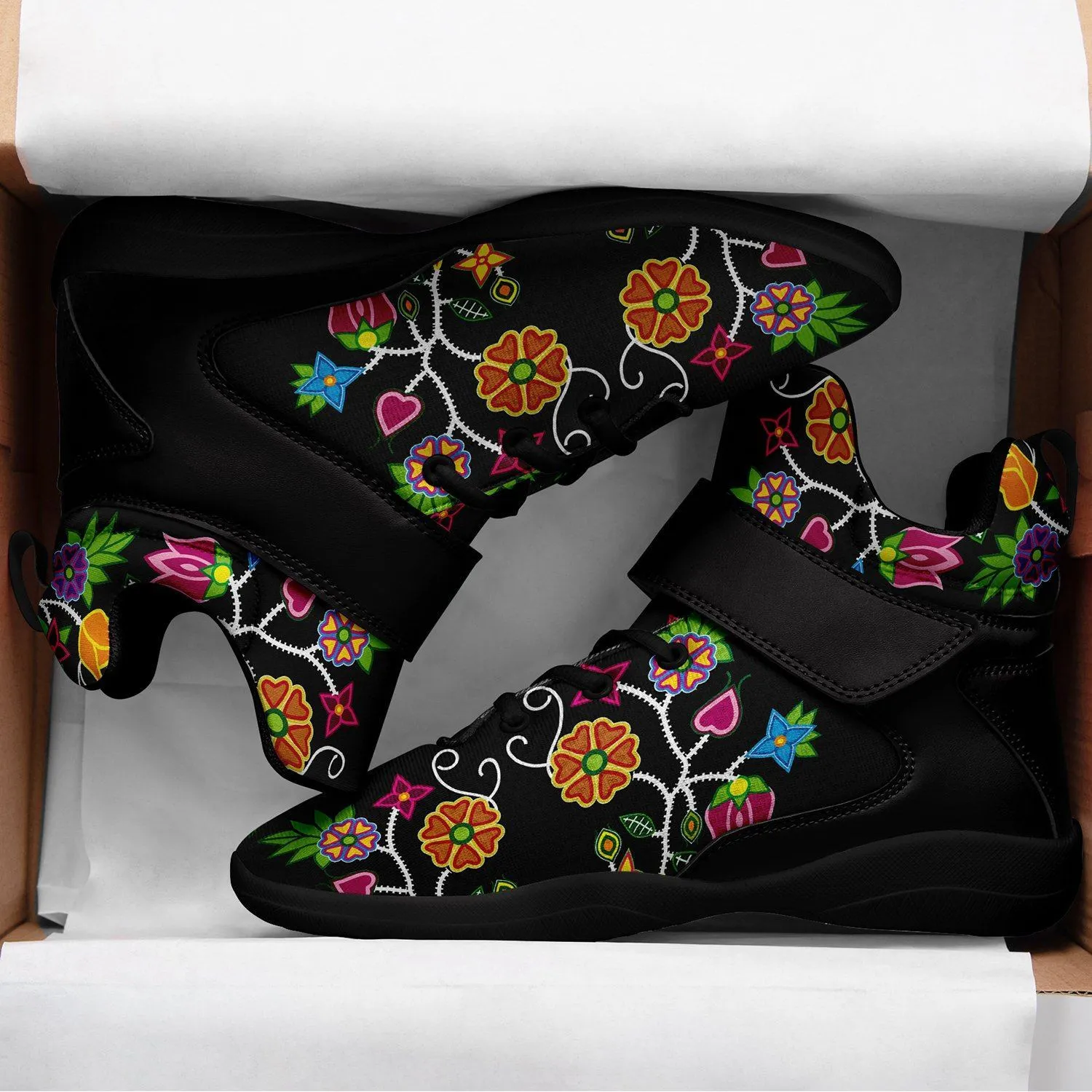 Floral Beadwork Ipottaa Basketball / Sport High Top Shoes - Black Sole