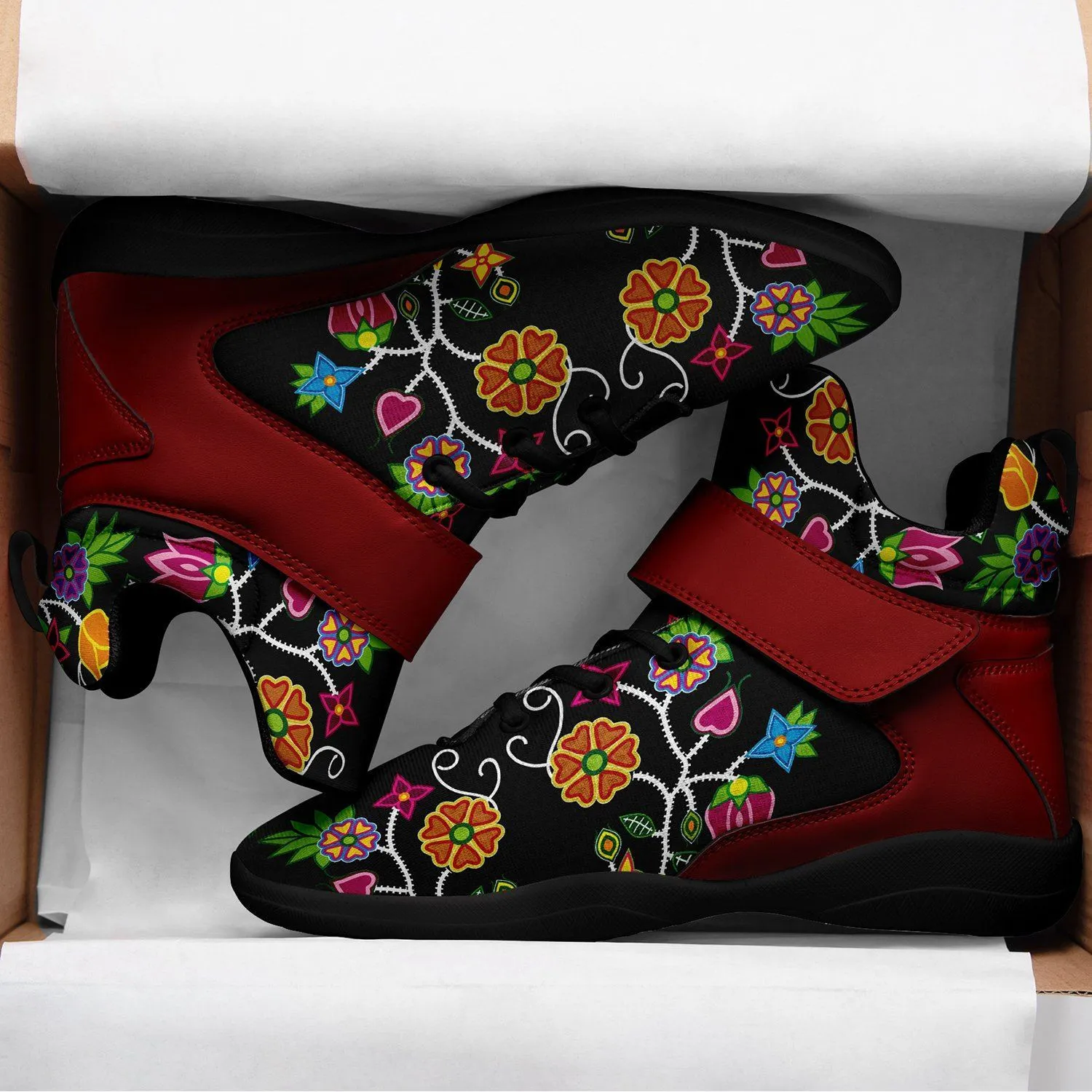 Floral Beadwork Ipottaa Basketball / Sport High Top Shoes - Black Sole