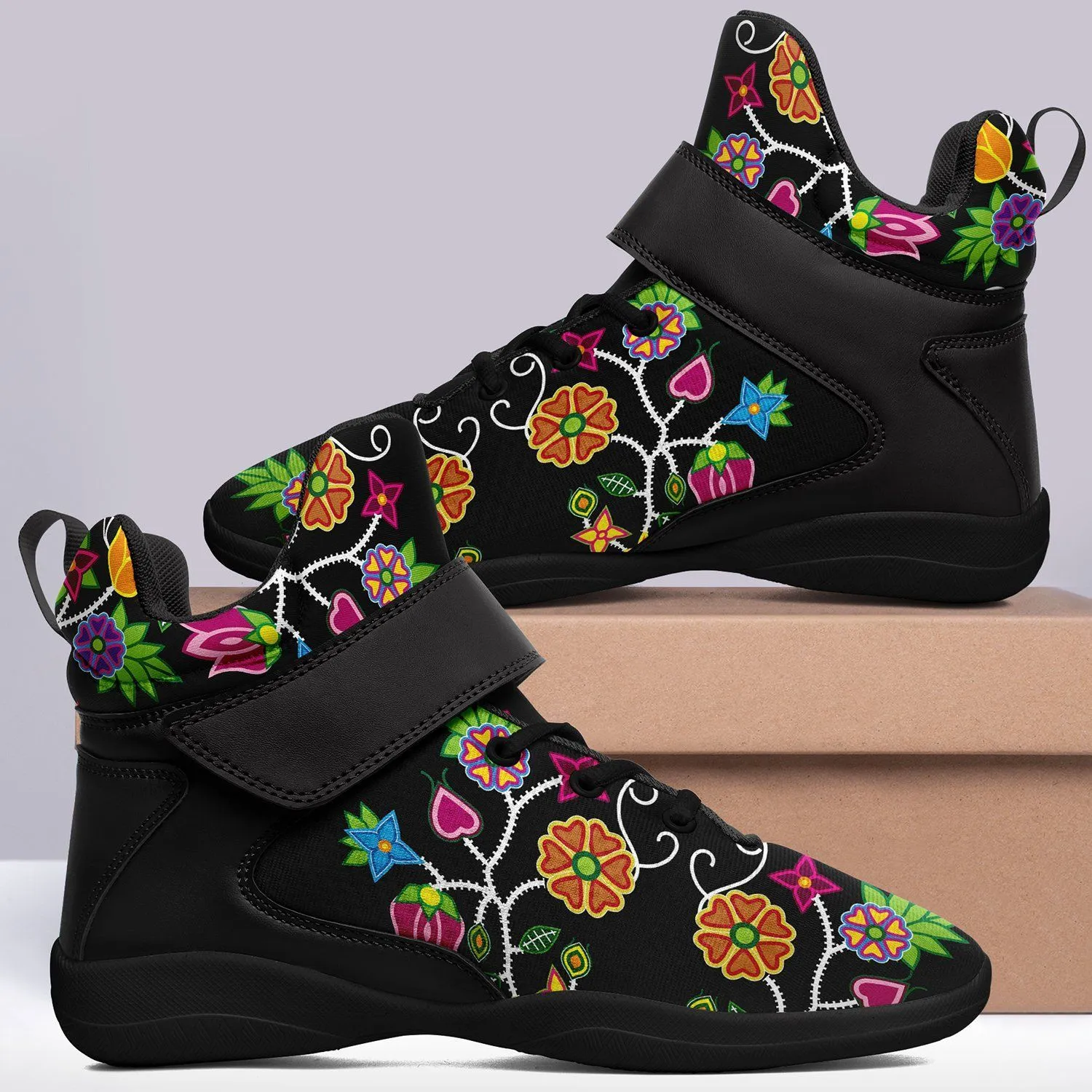 Floral Beadwork Ipottaa Basketball / Sport High Top Shoes - Black Sole