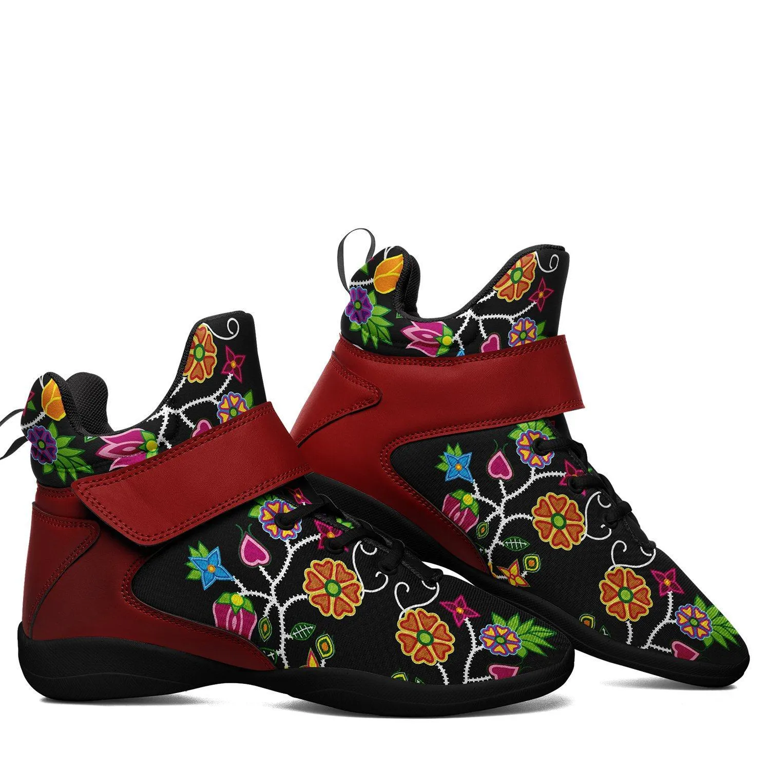 Floral Beadwork Ipottaa Basketball / Sport High Top Shoes - Black Sole