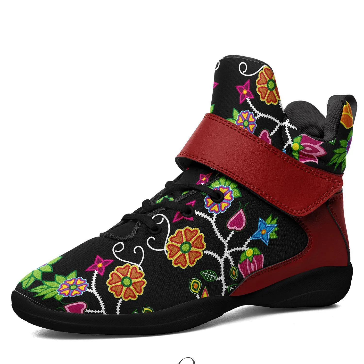 Floral Beadwork Ipottaa Basketball / Sport High Top Shoes - Black Sole