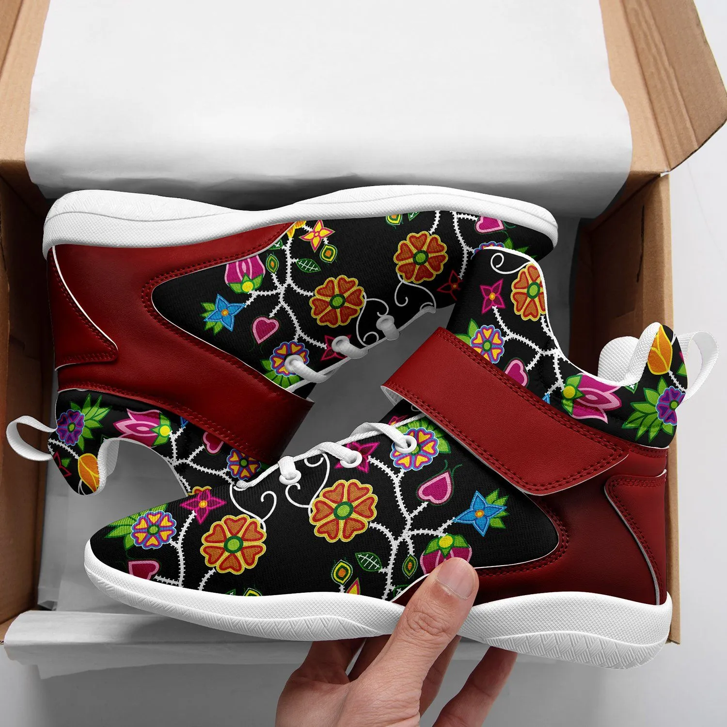 Floral Beadwork Ipottaa Basketball / Sport High Top Shoes