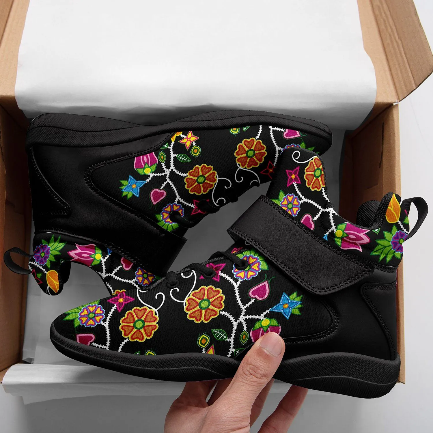 Floral Beadwork Ipottaa Basketball / Sport High Top Shoes