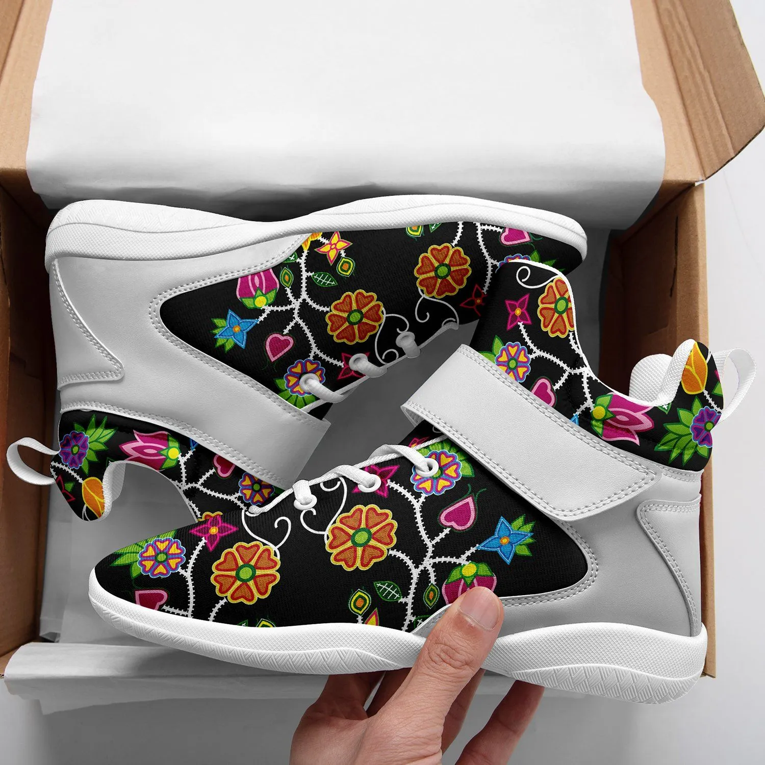 Floral Beadwork Ipottaa Basketball / Sport High Top Shoes