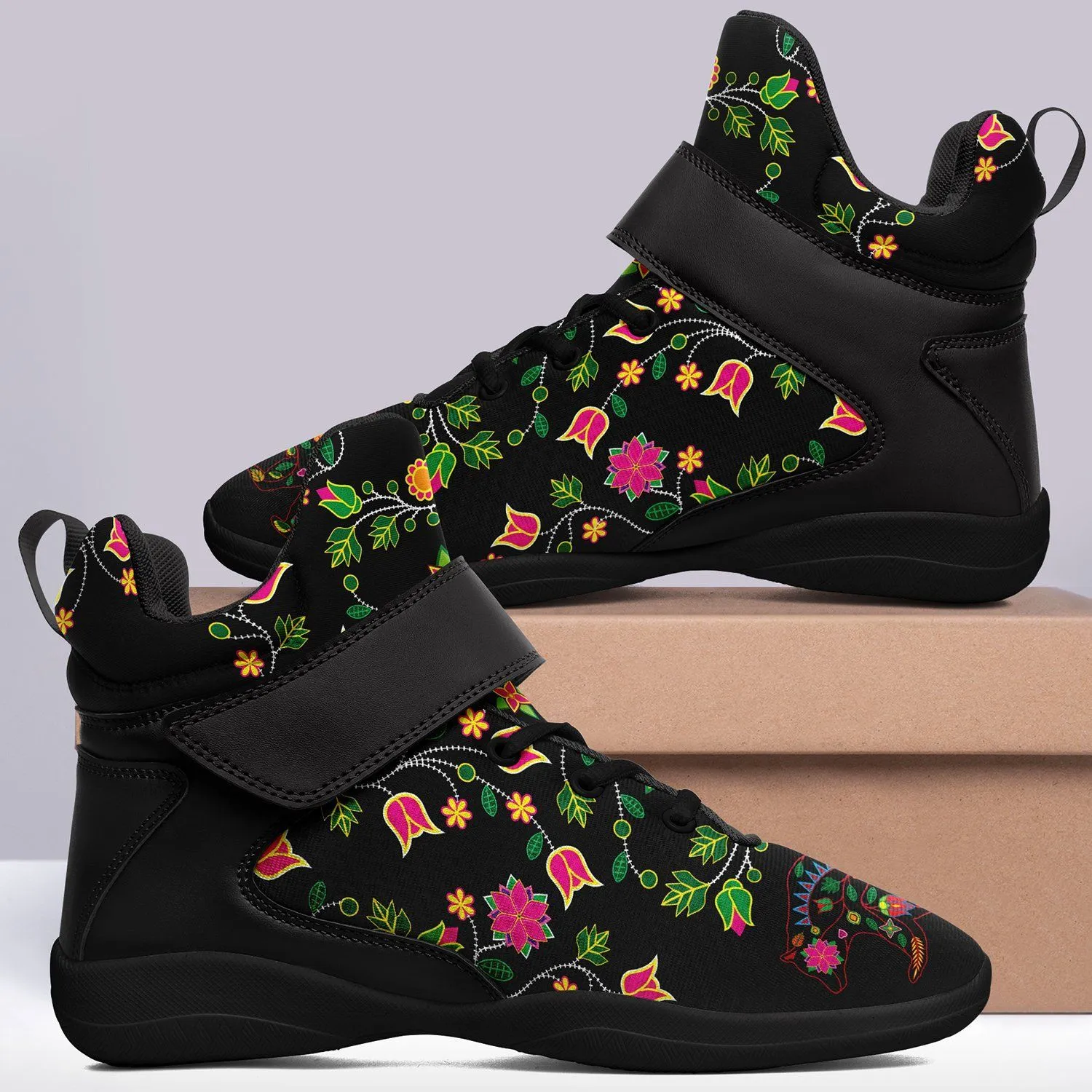 Floral Bear Ipottaa Basketball / Sport High Top Shoes - Black Sole