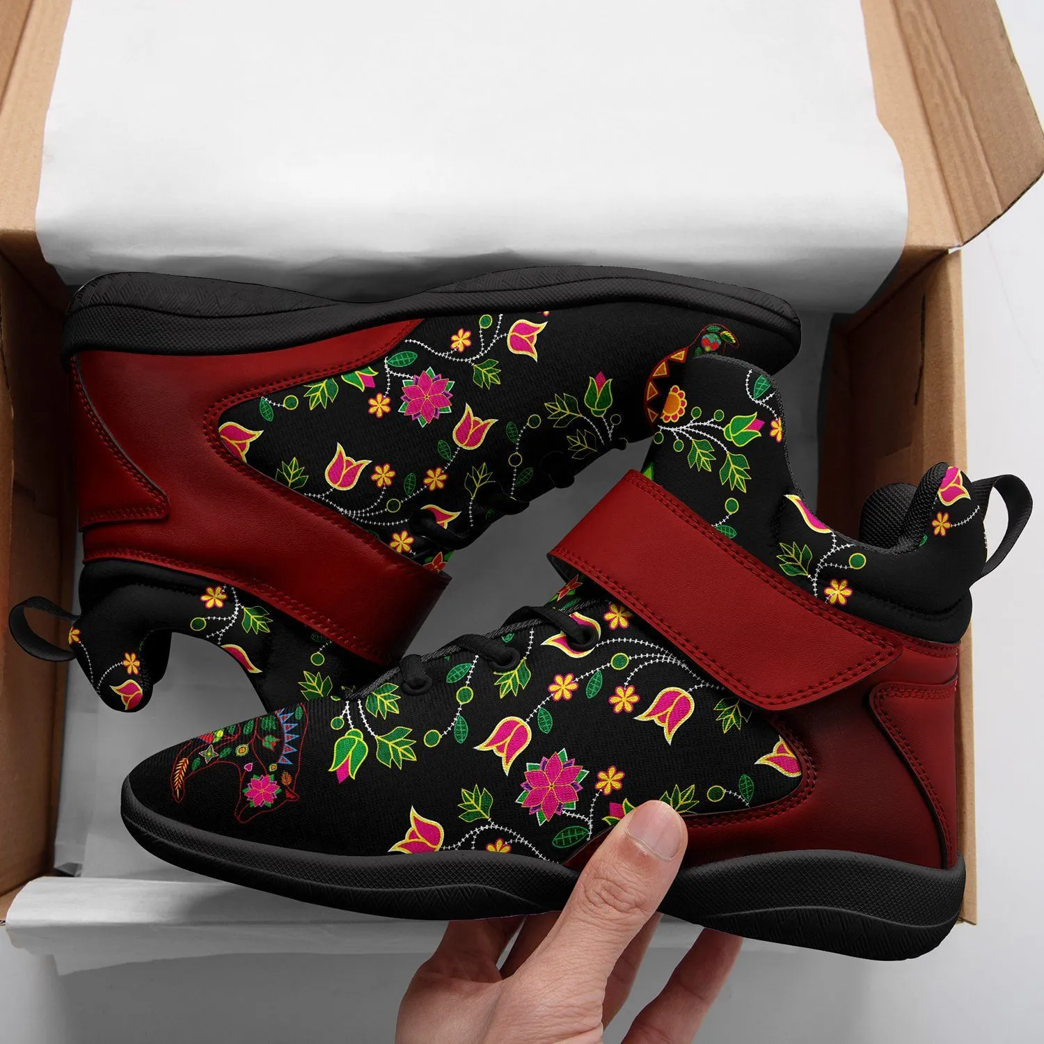 Floral Bear Ipottaa Basketball / Sport High Top Shoes - Black Sole