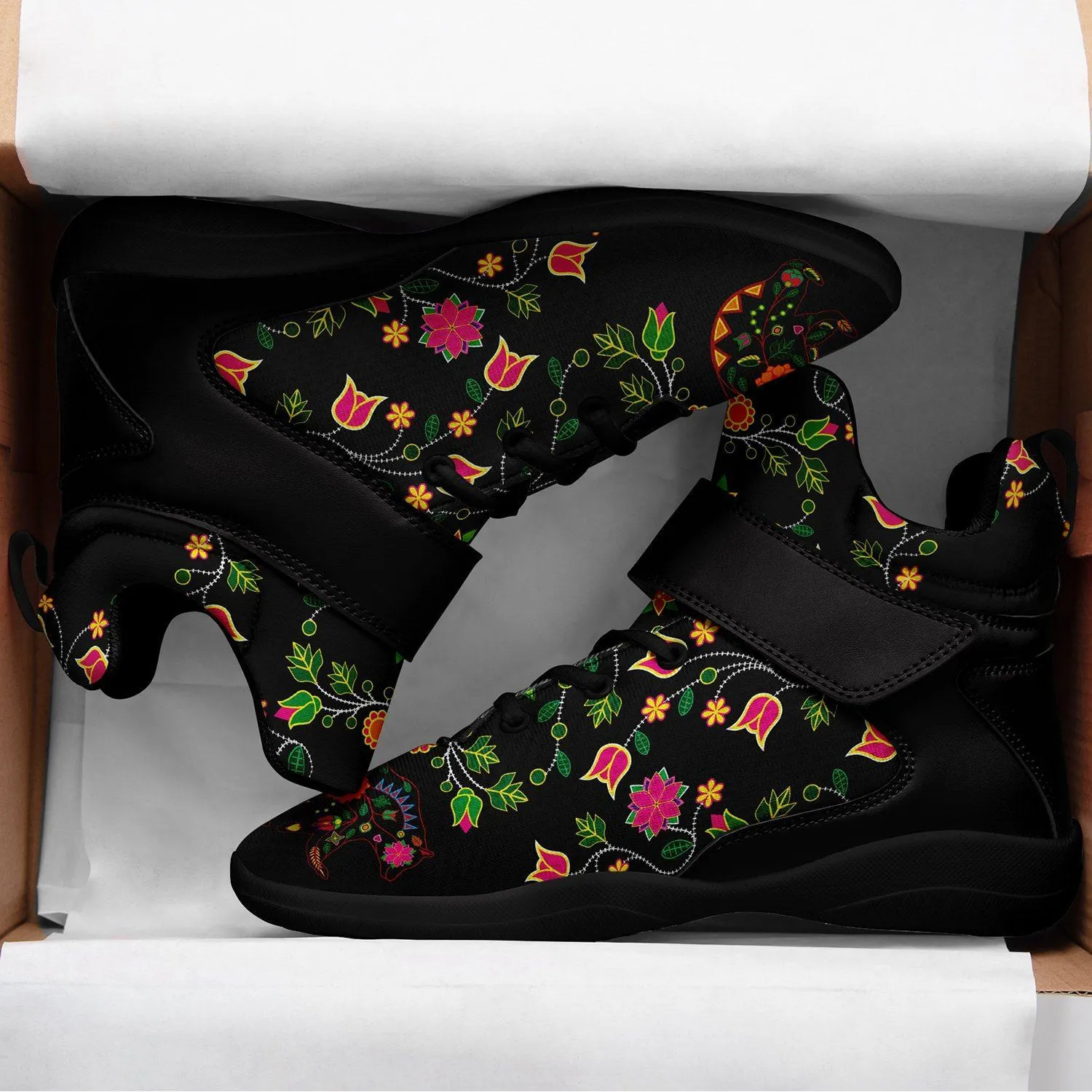 Floral Bear Ipottaa Basketball / Sport High Top Shoes - Black Sole