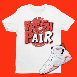 Fresh Pair Matching T-Shirt Air Jordan 7 White Infrared