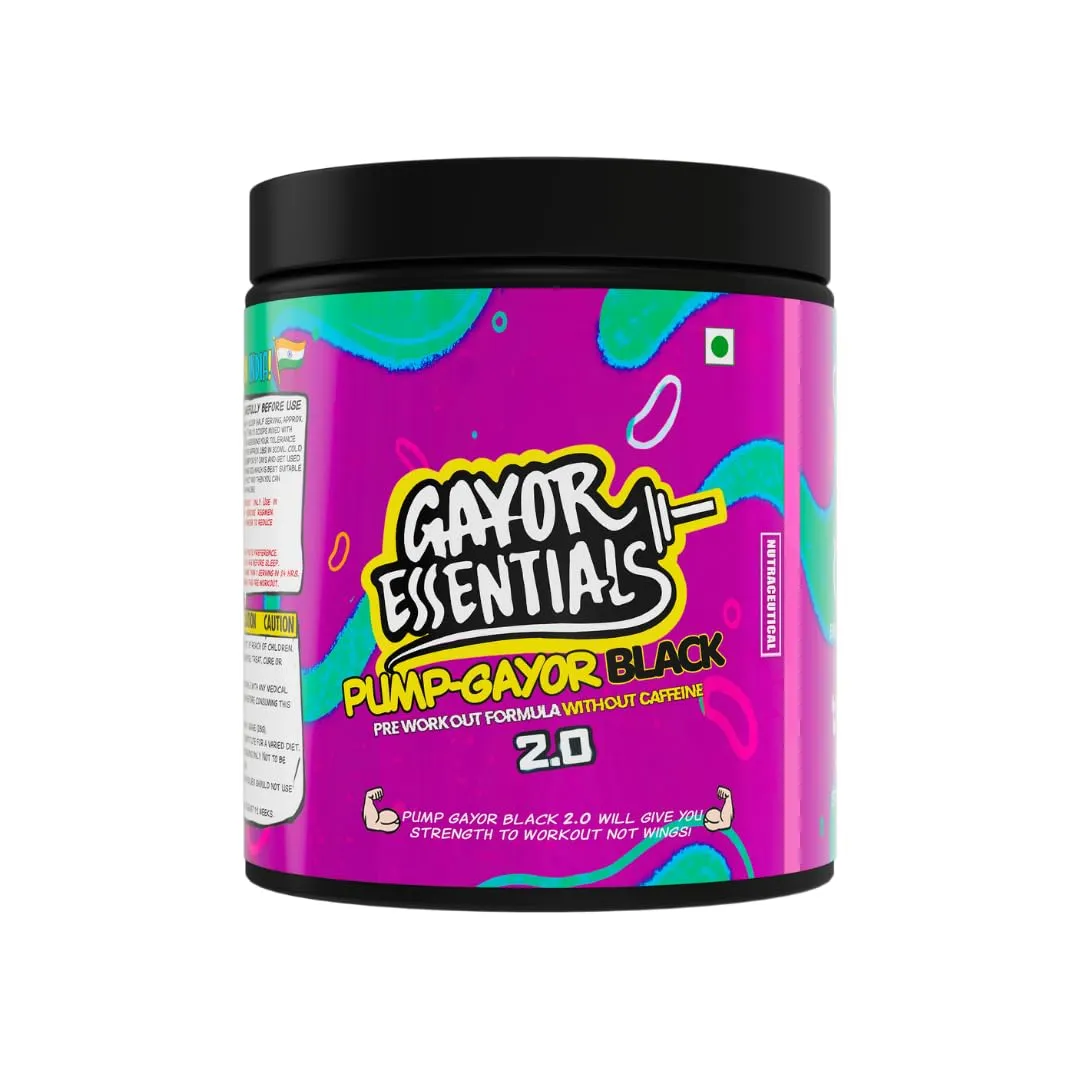 Gayor essentials Pump gayor black 2.O advanced pre workout formula without caffeine 10g citrulline malate caffeine free preworkout (351g, Raspberry)