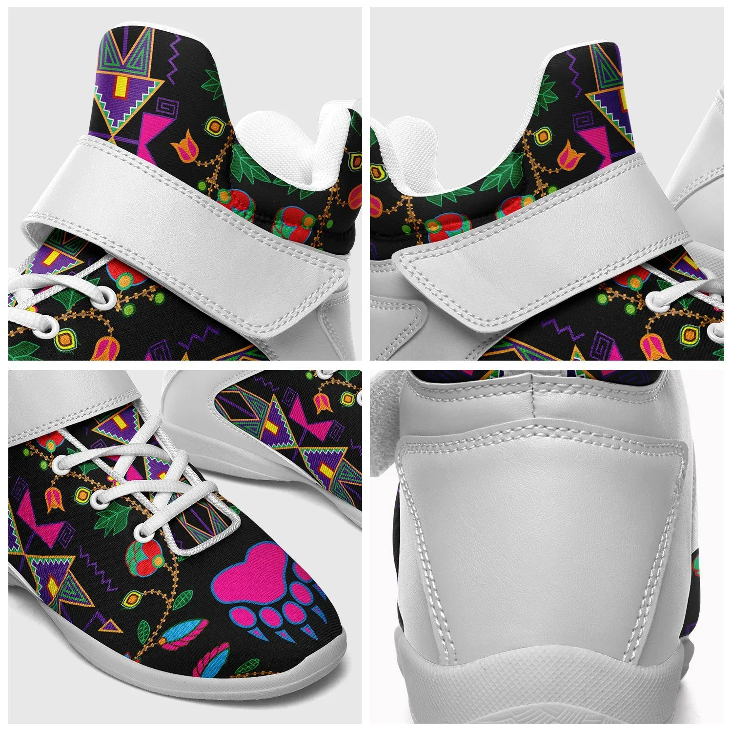 Geometric Floral Fall Black Ipottaa Basketball / Sport High Top Shoes