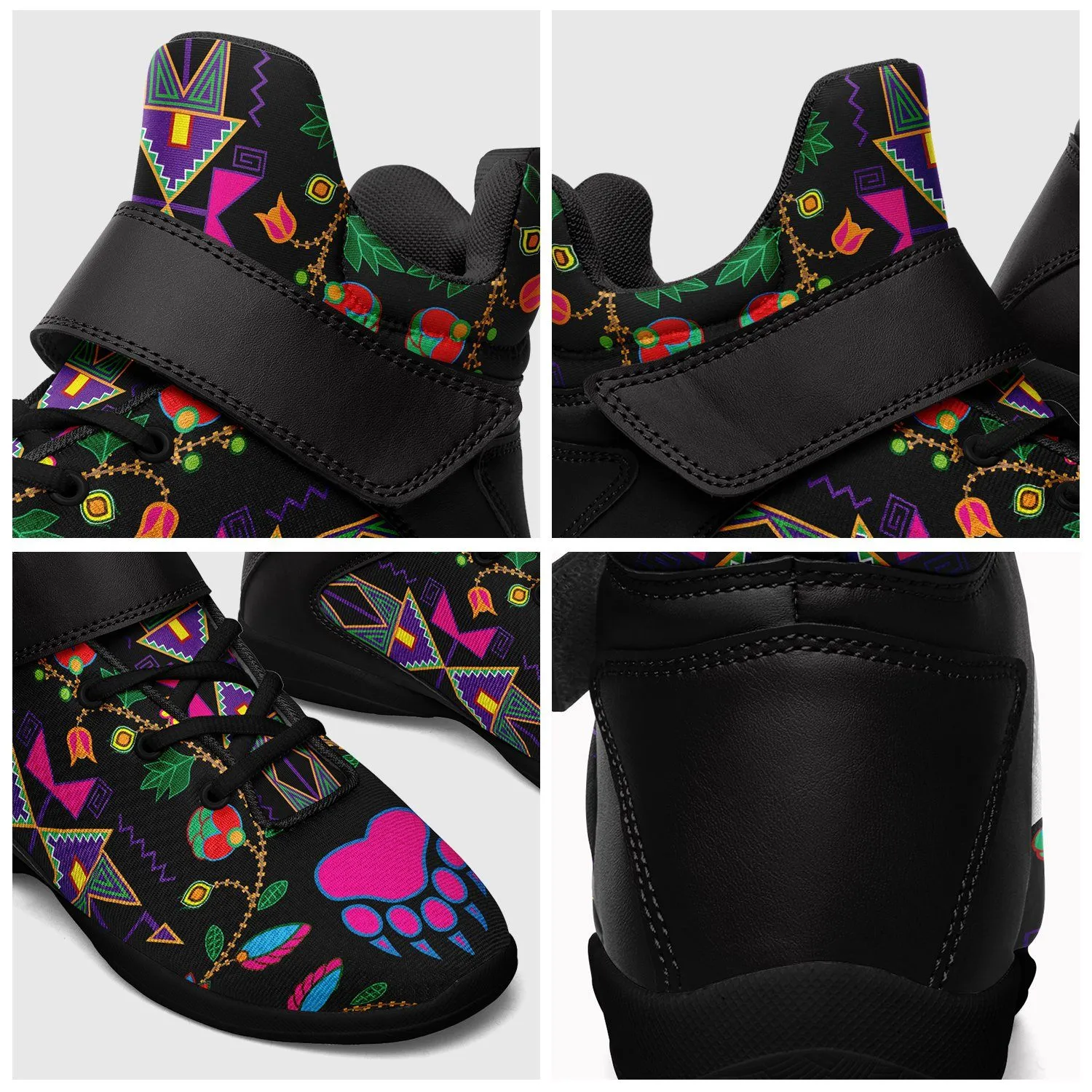 Geometric Floral Fall Black Ipottaa Basketball / Sport High Top Shoes