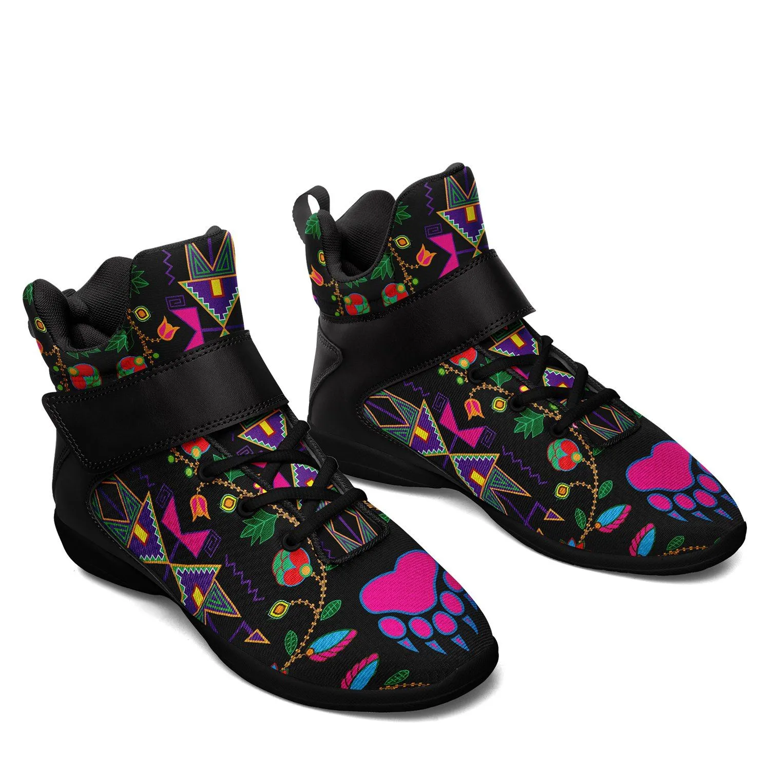 Geometric Floral Fall Black Ipottaa Basketball / Sport High Top Shoes