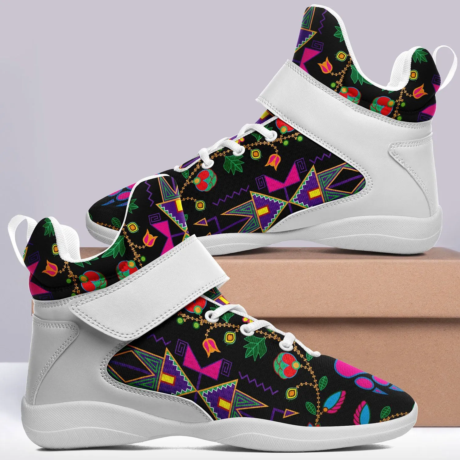 Geometric Floral Fall Black Ipottaa Basketball / Sport High Top Shoes