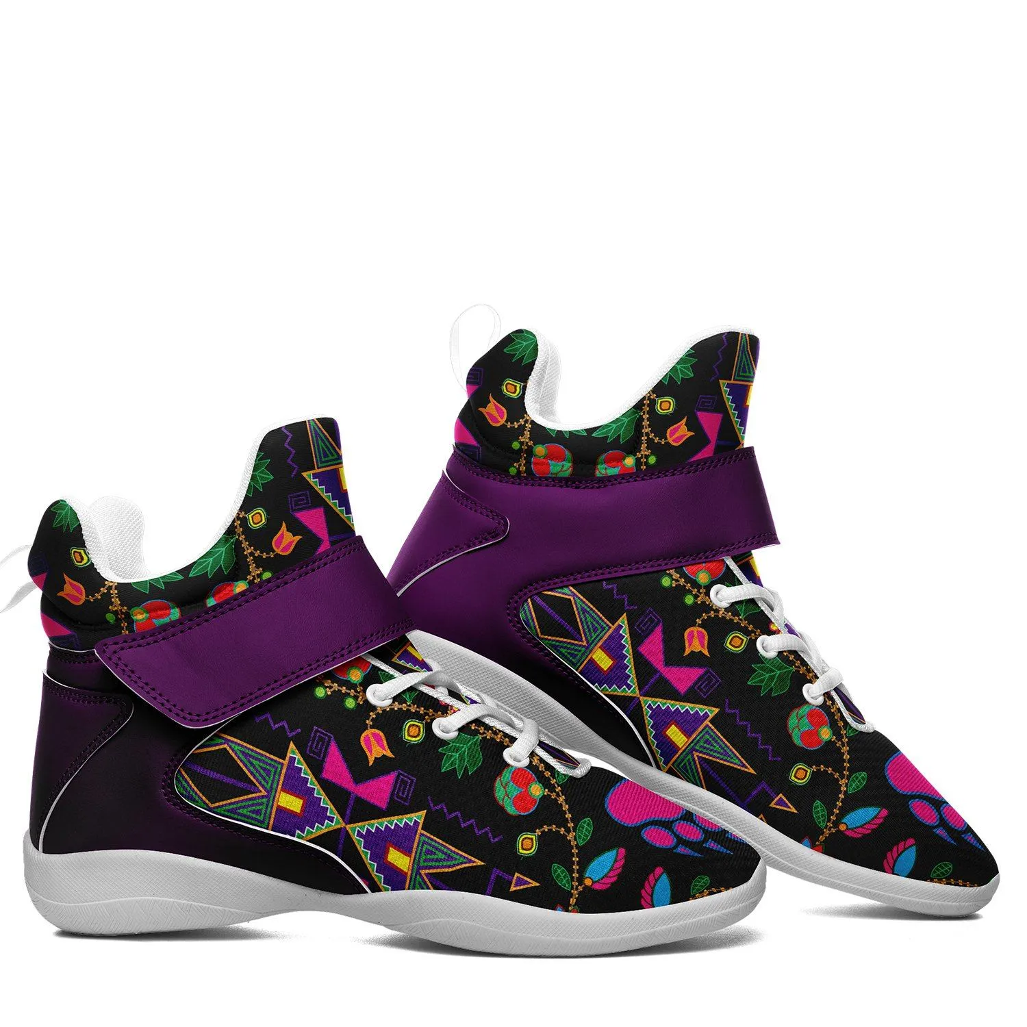 Geometric Floral Fall Black Ipottaa Basketball / Sport High Top Shoes