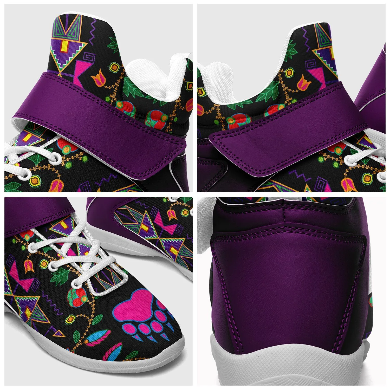 Geometric Floral Fall Black Ipottaa Basketball / Sport High Top Shoes