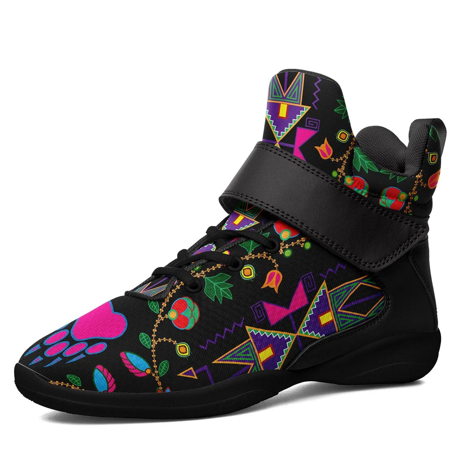 Geometric Floral Fall Black Ipottaa Basketball / Sport High Top Shoes