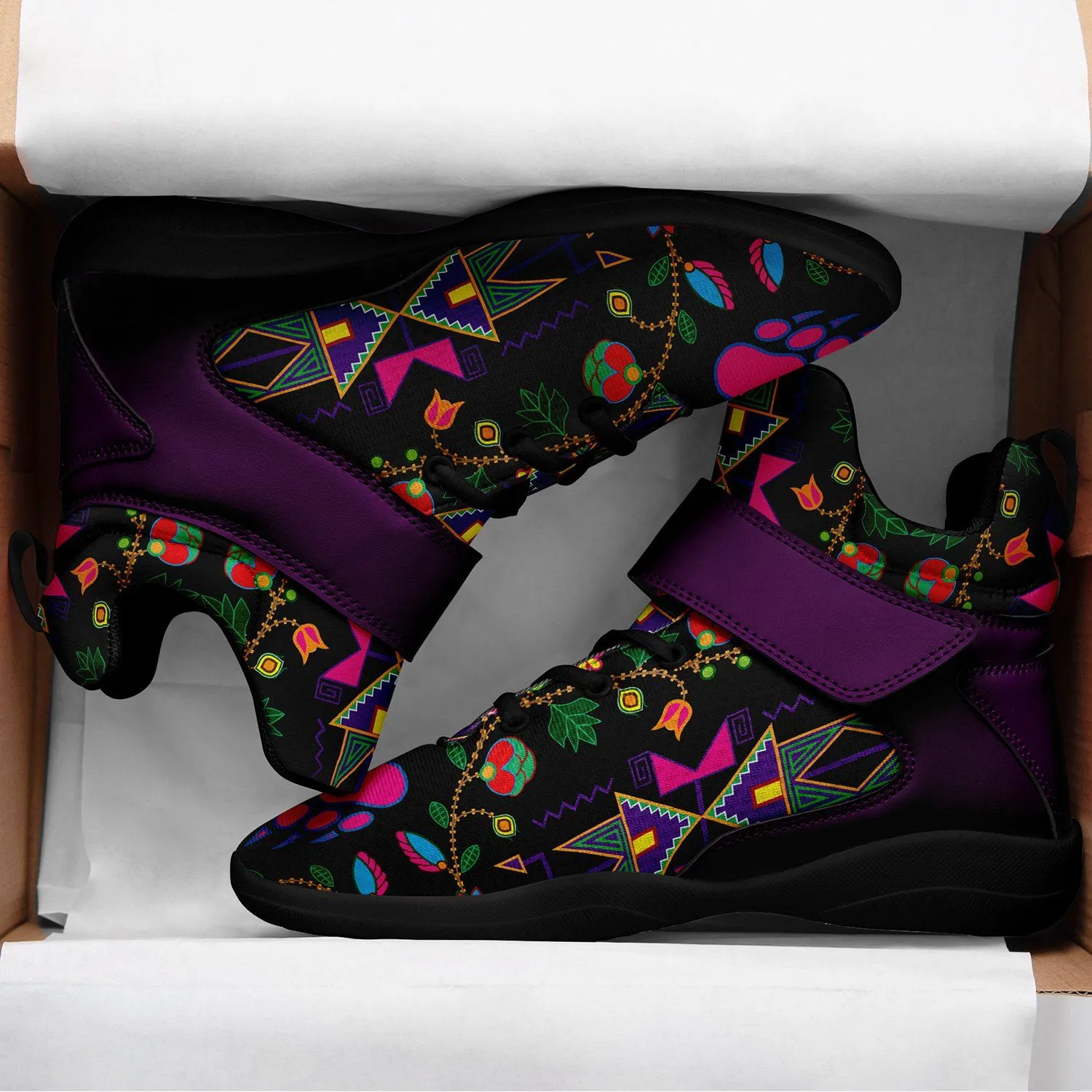 Geometric Floral Fall Black Ipottaa Basketball / Sport High Top Shoes